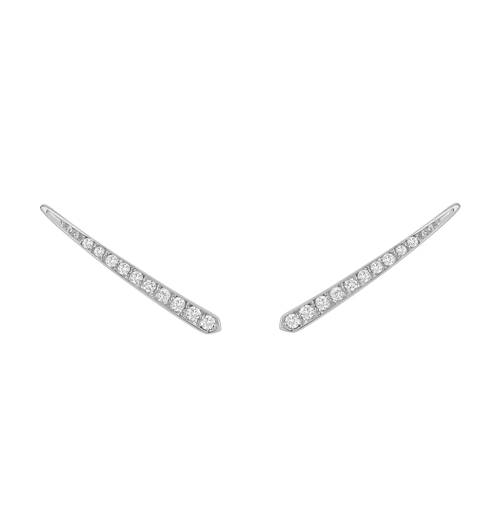 Brinco Ear Cuff Piscine | Ouro Branco 18K E Diamantes