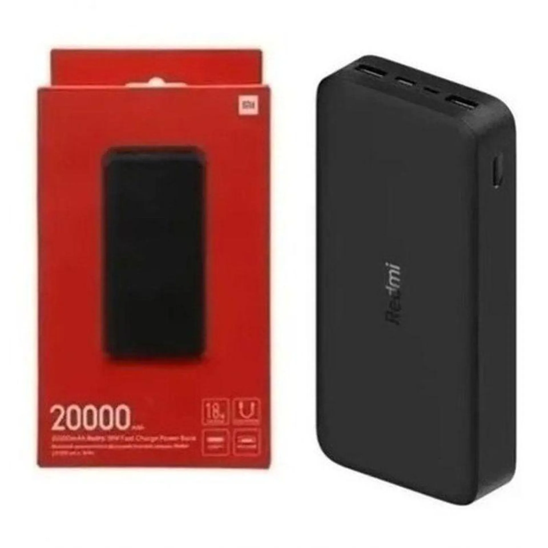 Carregador Redmi Power Bank Xiaomi 20000mah Original Preto