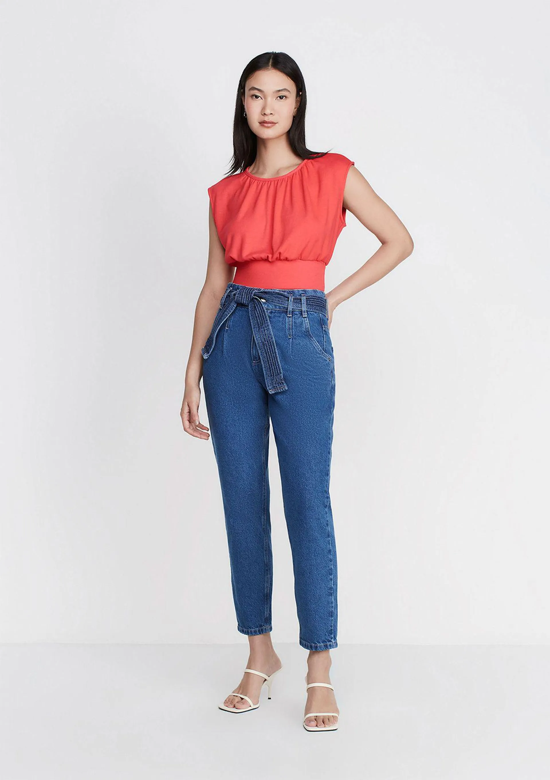 Calça Jeans Reta Cintura Alta E-co2 Denim - Azul