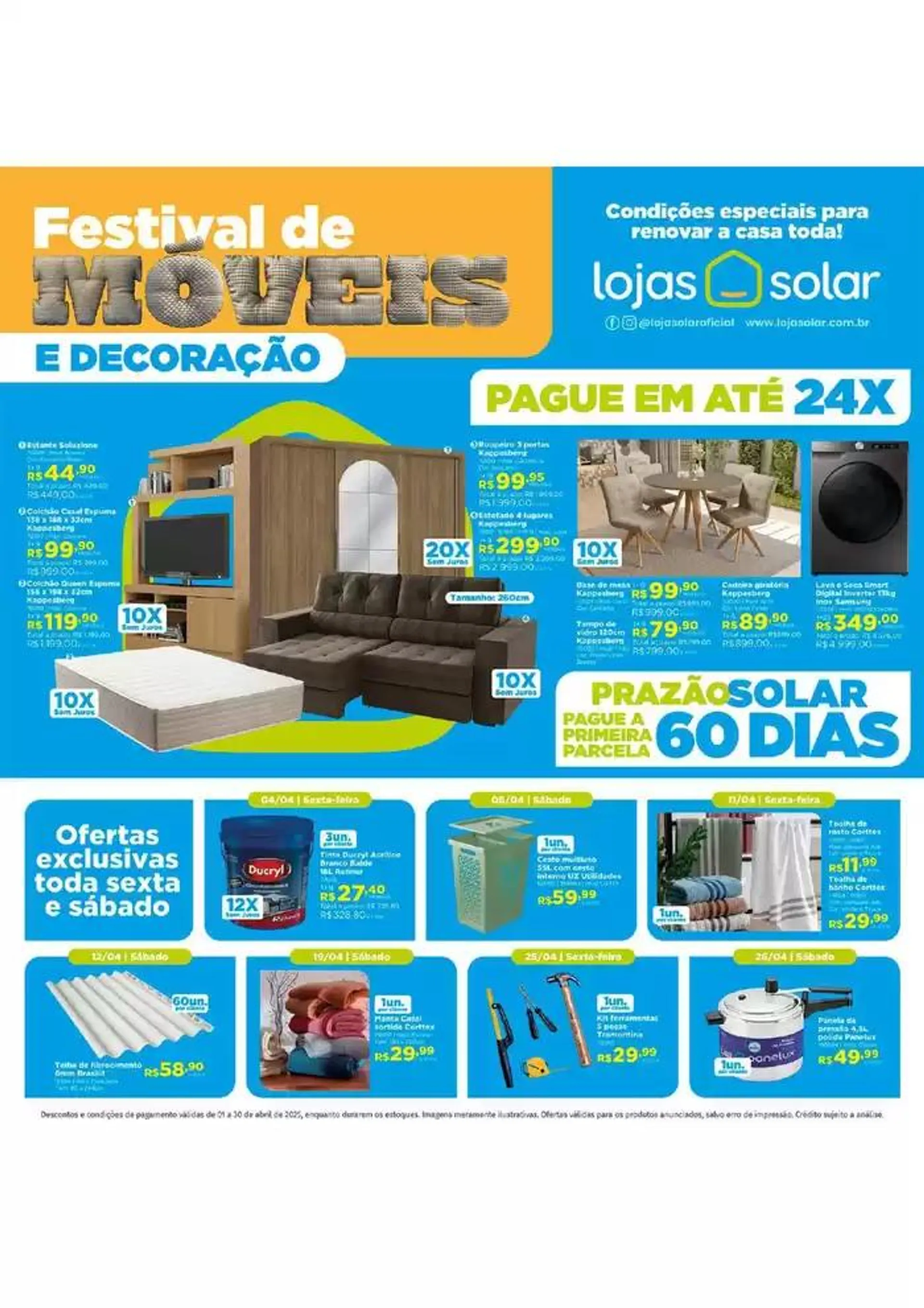 Encarte de Ofertas Lojas Solar 1 de abril até 30 de abril 2025 - Pagina 1