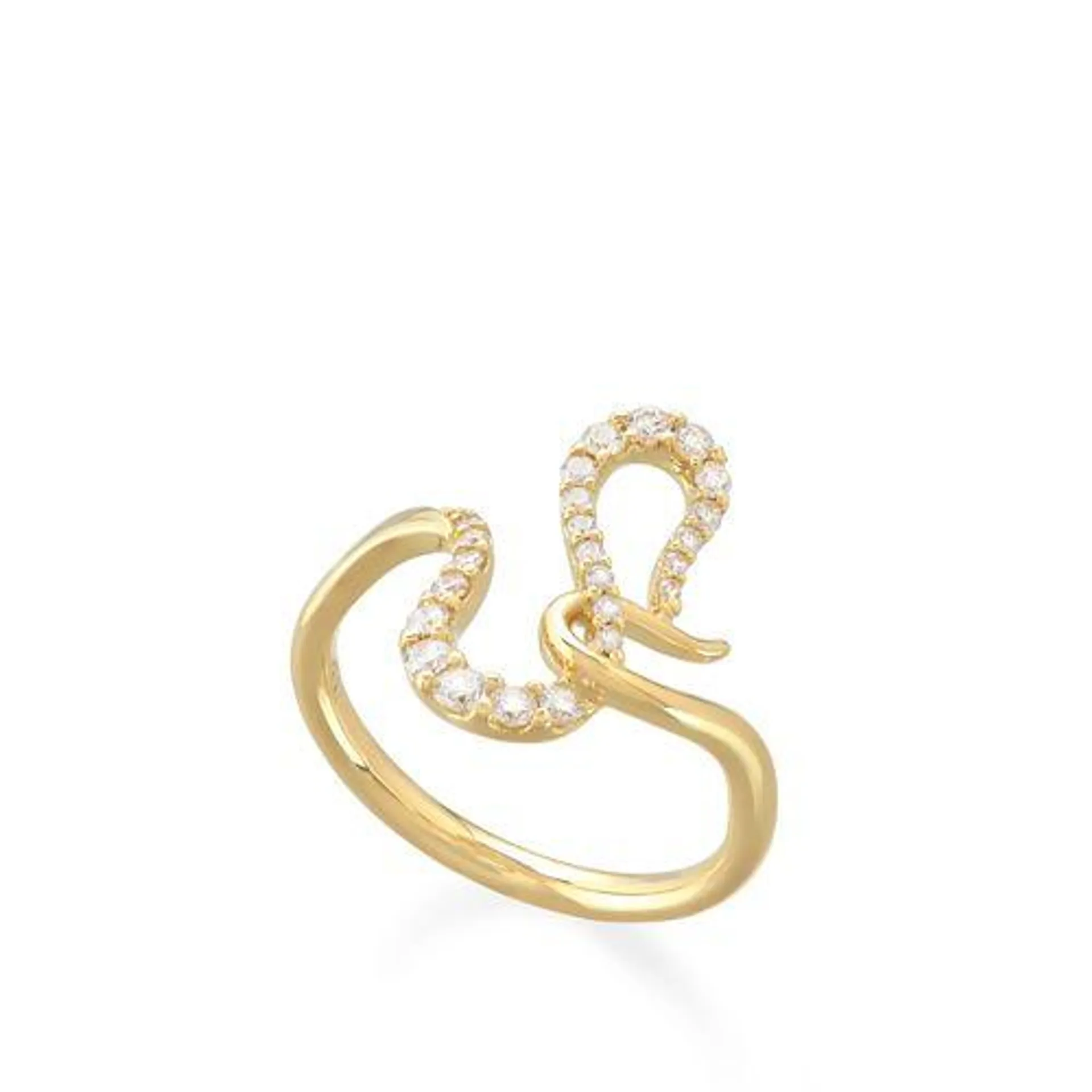 Anel de ouro amarelo 18K com diamantes - Coleção Snake Motif