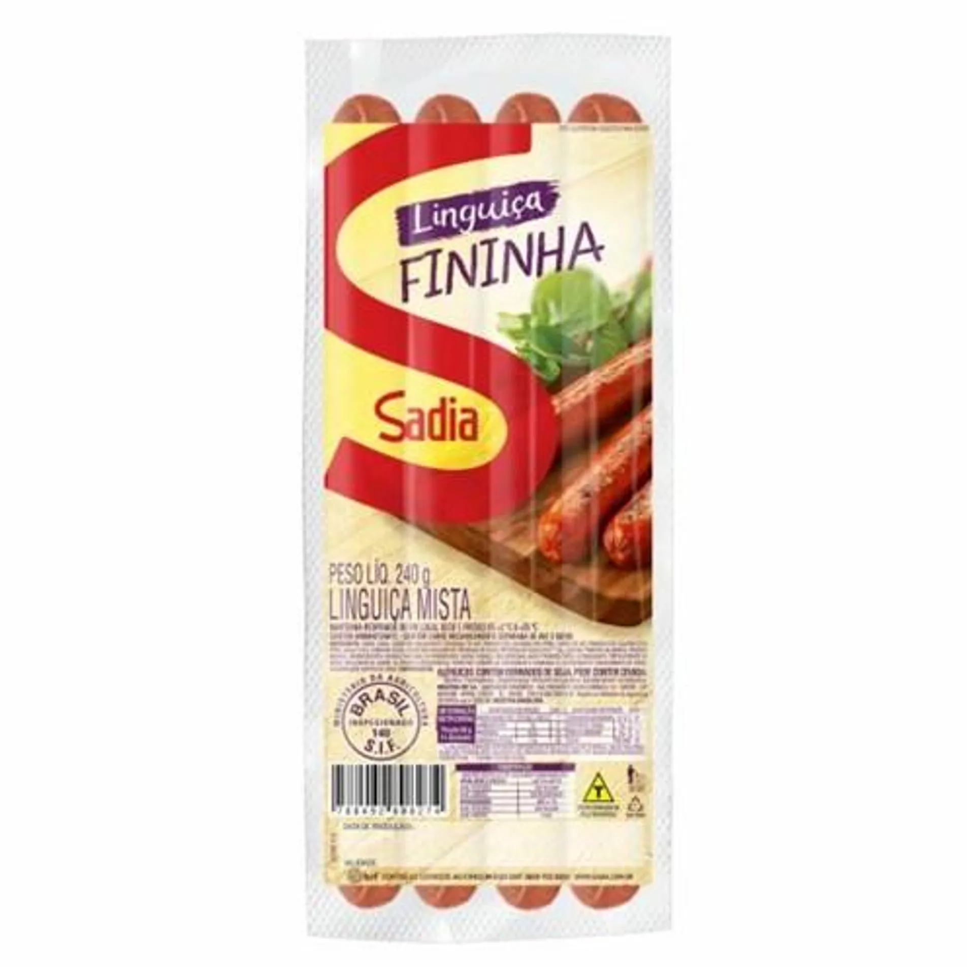 Linguiça Mista Cozida e Defumada Fininha Sadia 215G