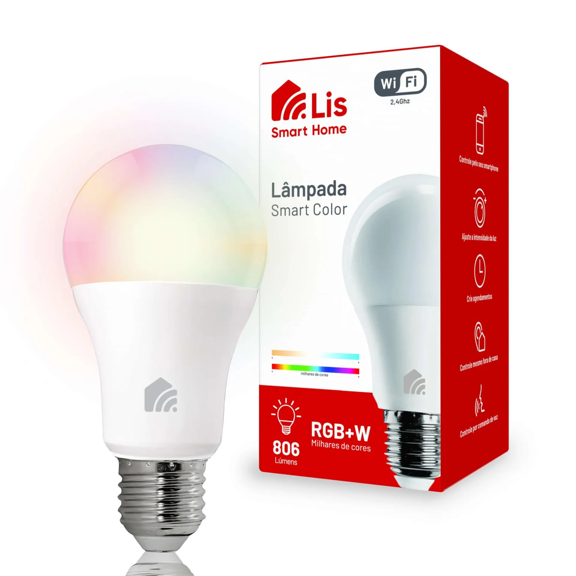 Lâmpada Smart LED Lis Wi-Fi Bulbo Inteligente 10W RGB E27 Autovolt