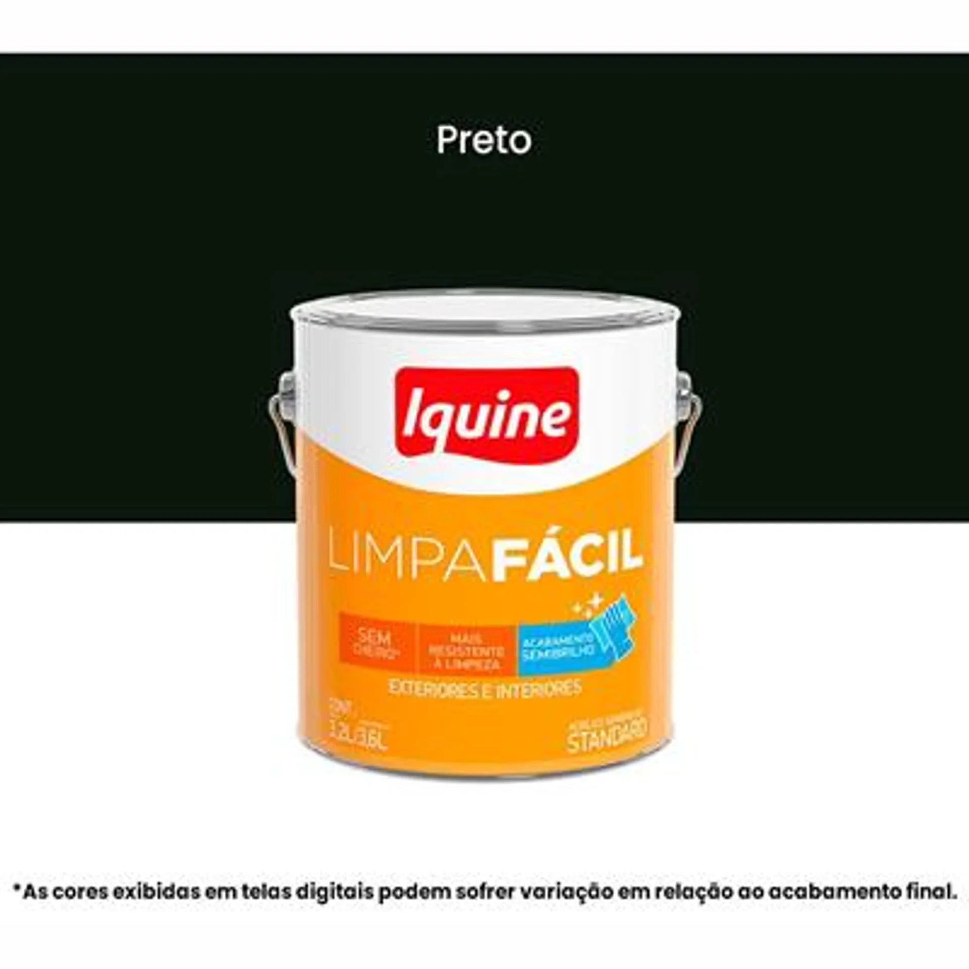 Tinta Acrilica Iquine Standard Semibrilho 3,2L Limpa Fácil 057 Preto (MP)