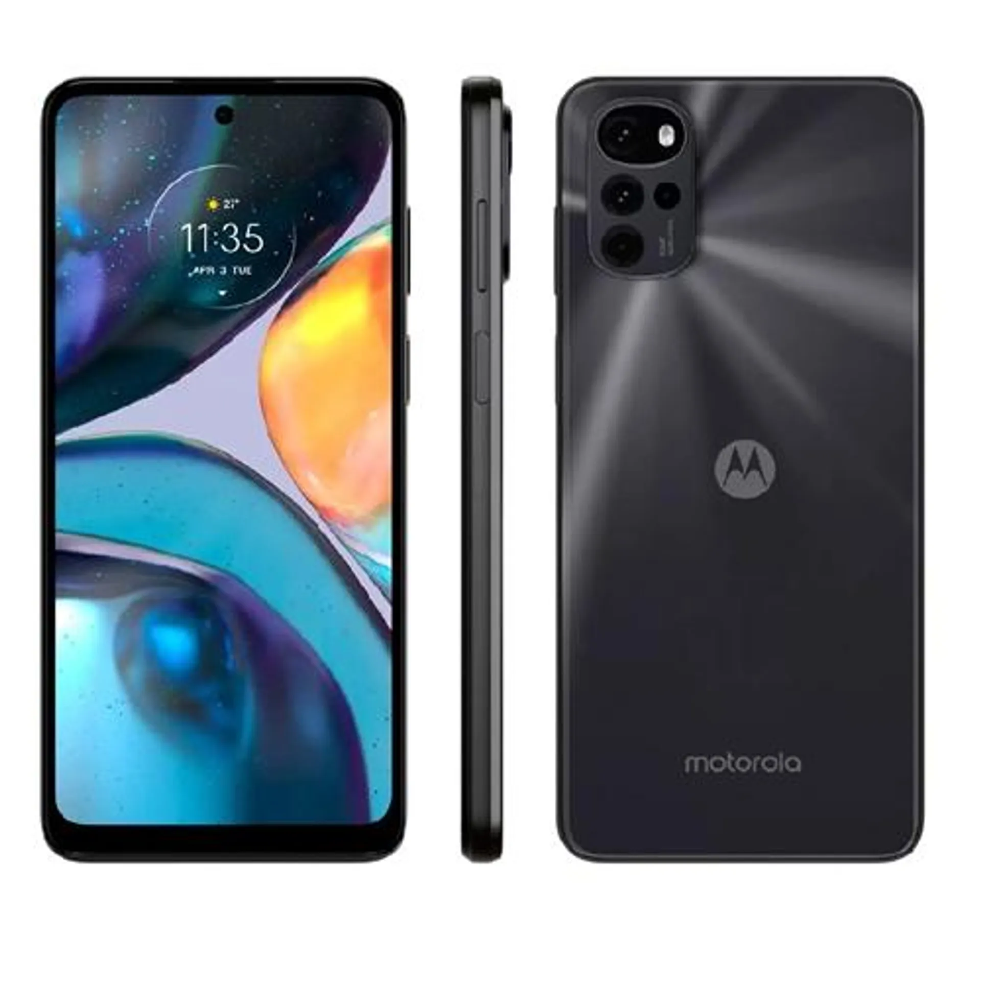 Smartphone Motorola Moto G22 128GB Preto 4G - Octa-Core 4GB RAM 6,5" Câm Quádrupla + Selfie 16MP