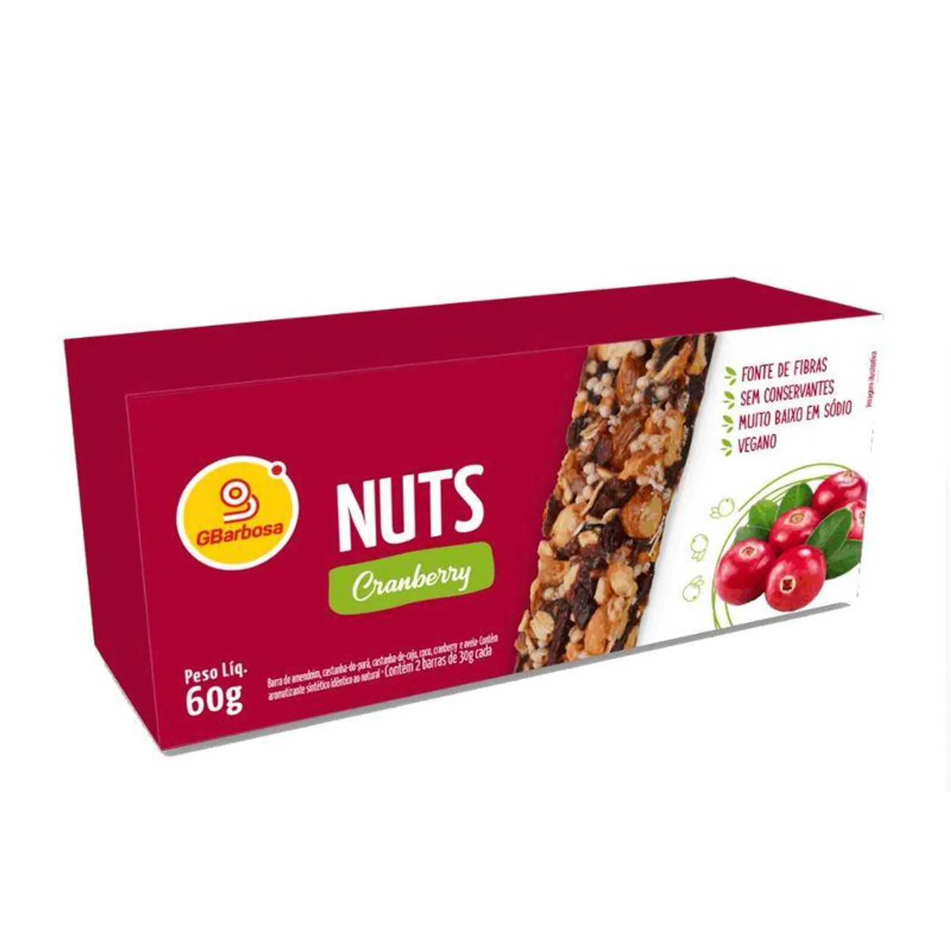 Barra Nuts GBarbosa Cranberry 60g