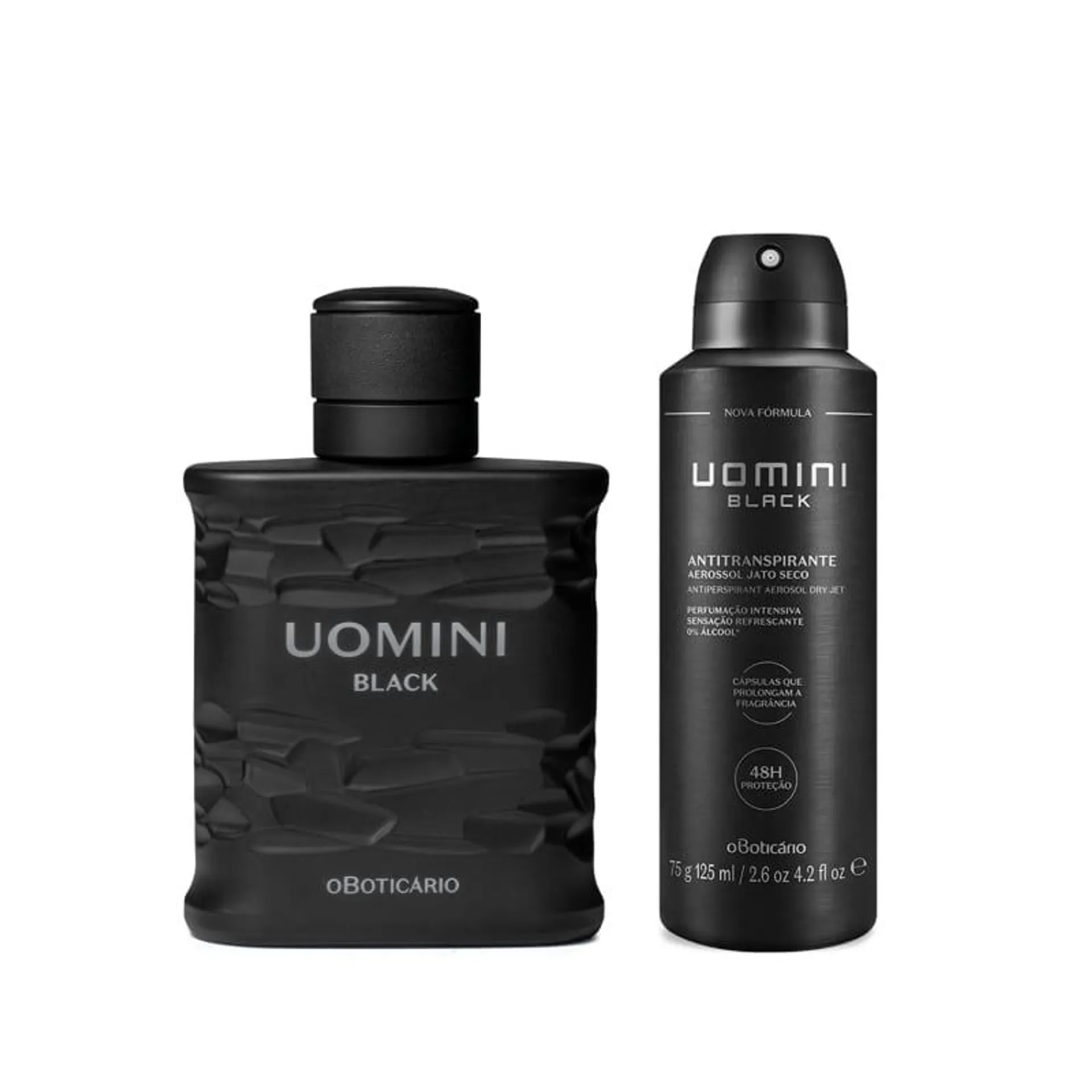 Combo Uomini Black: Desodorante Colônia 100ml + Desodorante Antitranspirante Aerossol 75g/125ml