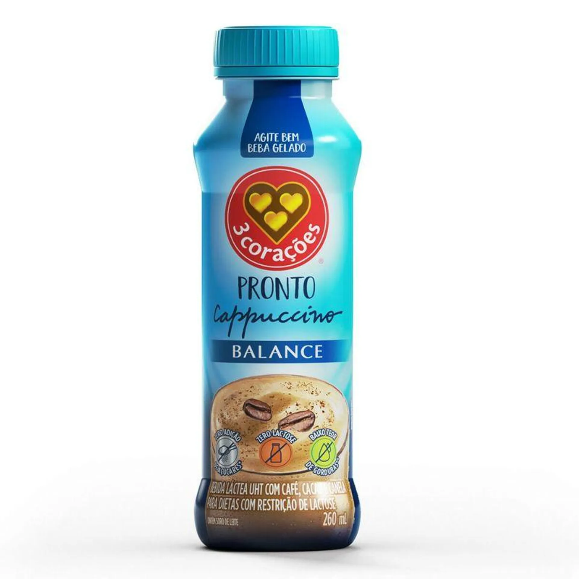 Bebida Láctea Uht 3 Corações Balance Cappuccino Zero Lactose s/ Açúcar 260ml