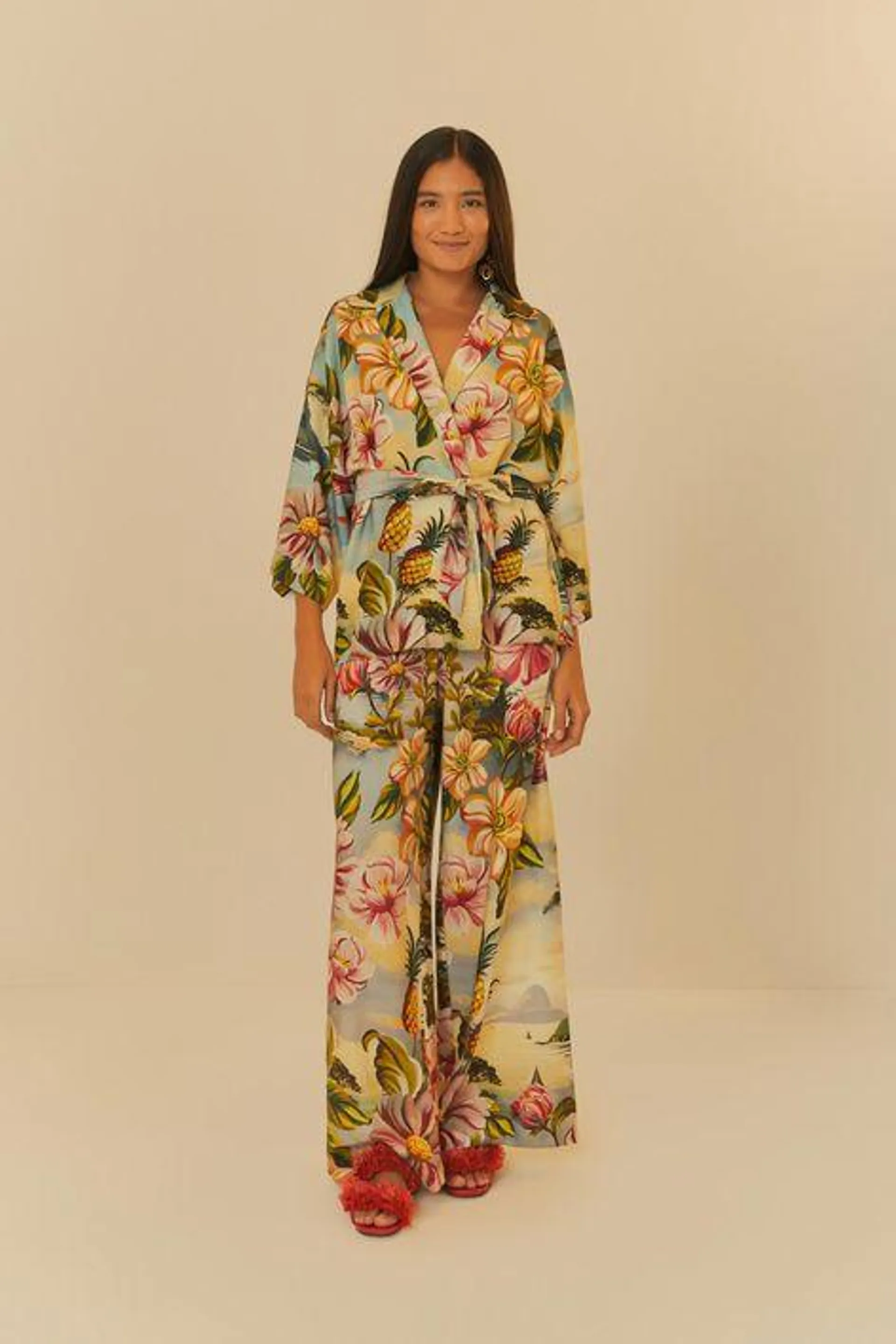 Kimono Estampado Rio Antigo