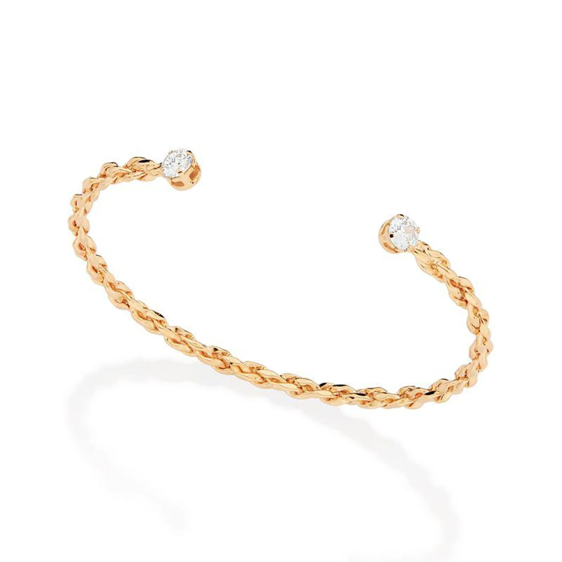 BRACELETE ARO TORCIDO FOLHEADO A OURO 18K COM ZIRCÔNIAS - TAM.60 5521306006