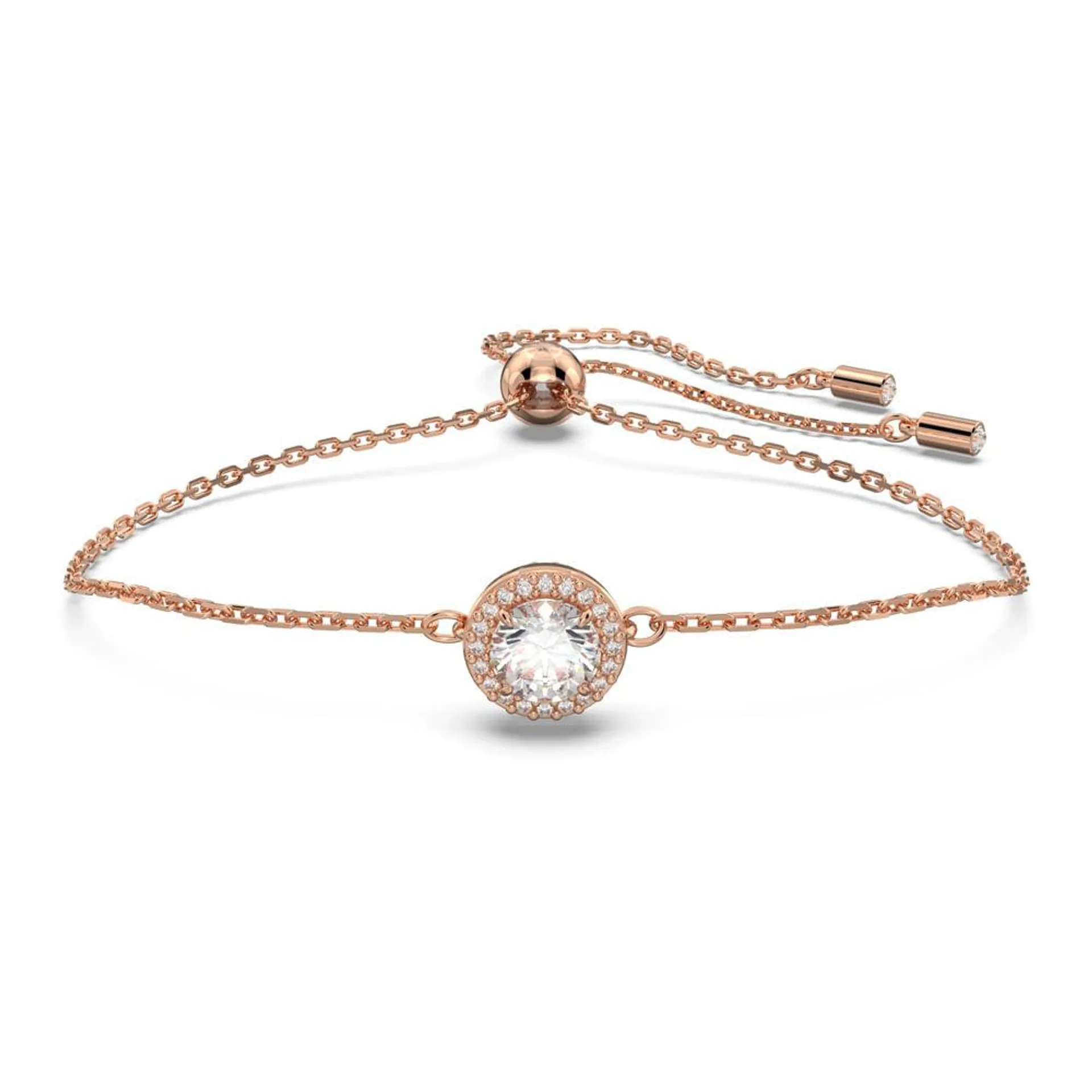 Pulseira Constella, Lapidação redonda, Pavé, Branca, banhado a rosa dourado