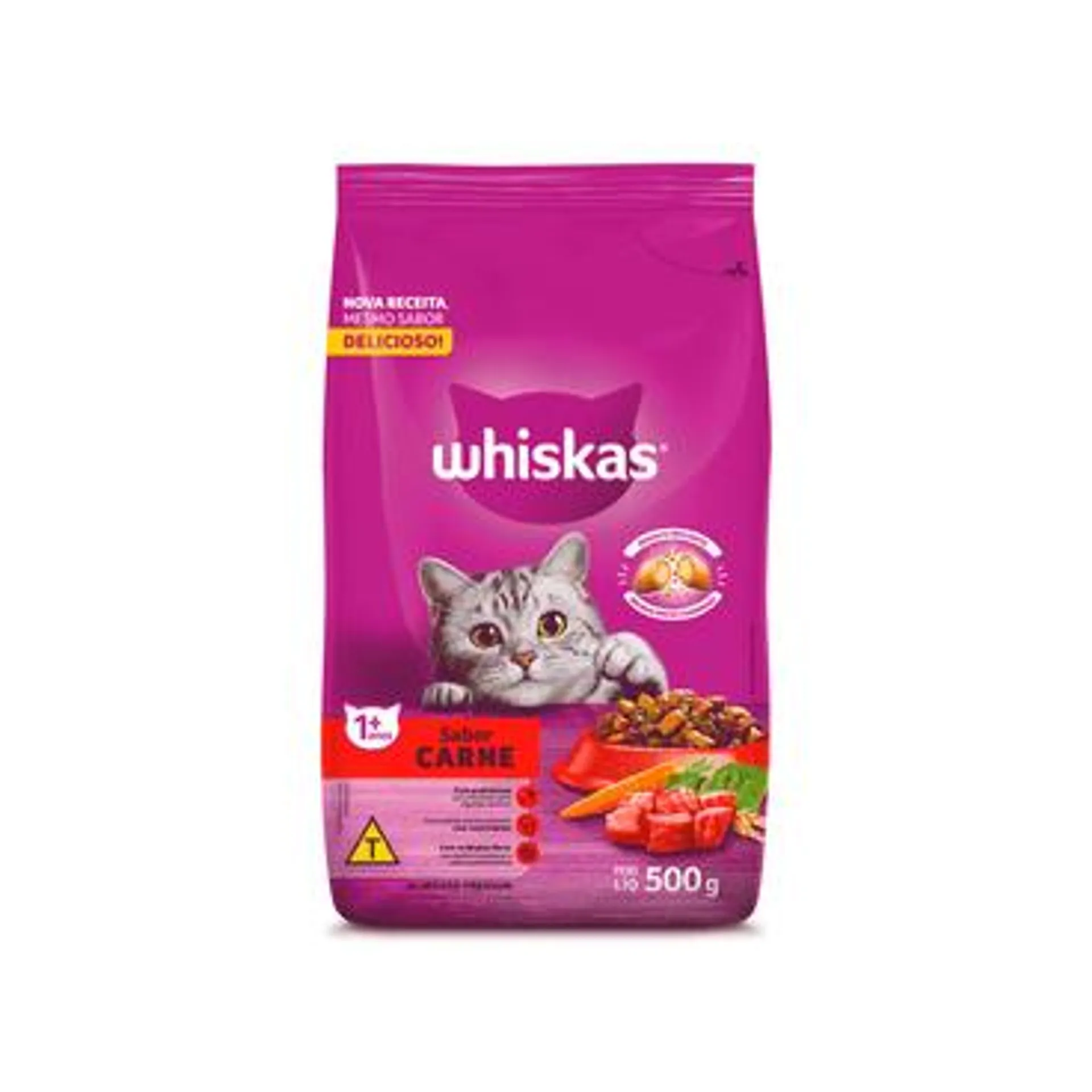 Ração Whiskas Gatos Adultos Carne 500 g