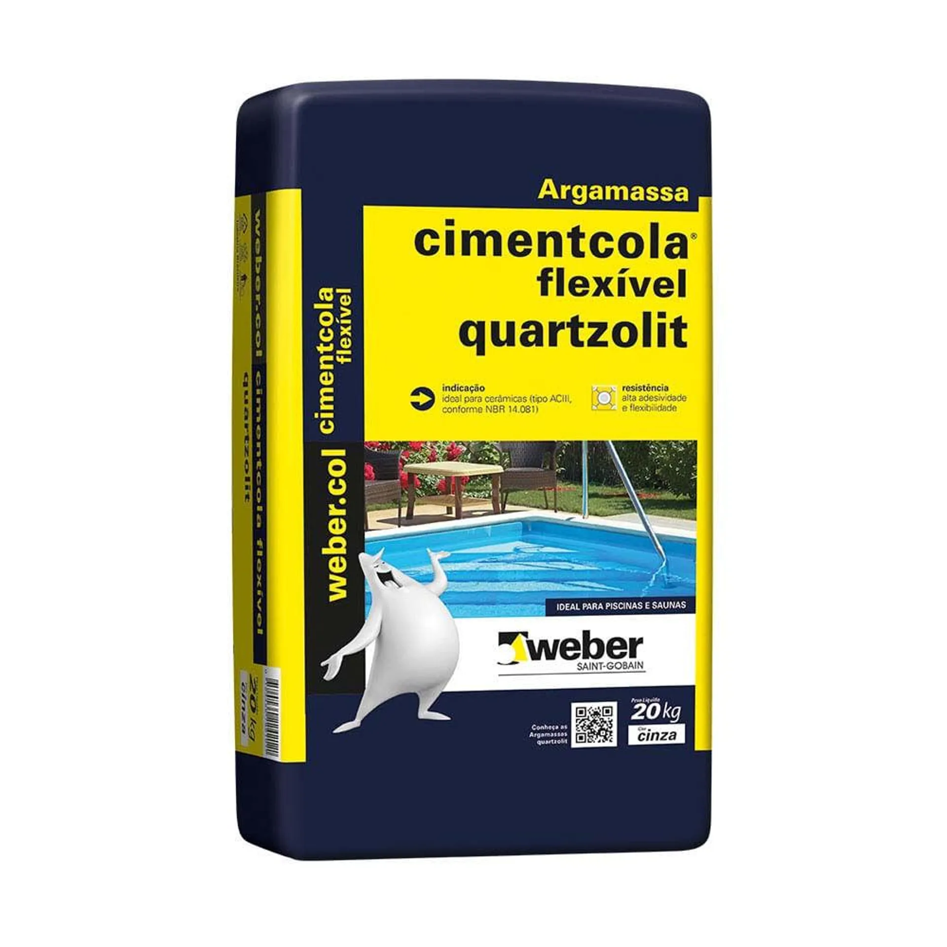 Argamassa Flexível Quartzolit ACIII 20kg Cinza