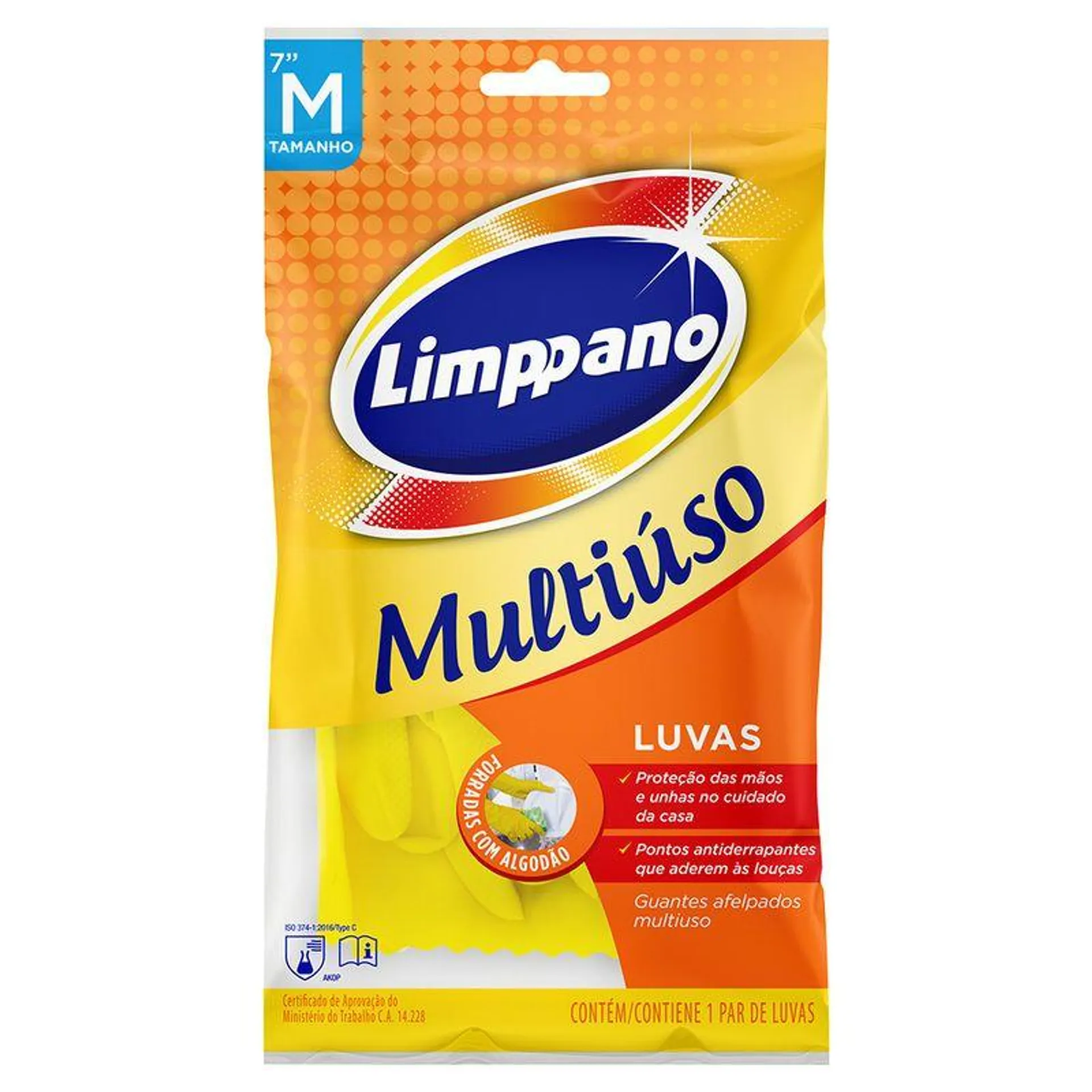 Luva Multiuso Amarela Limppano M