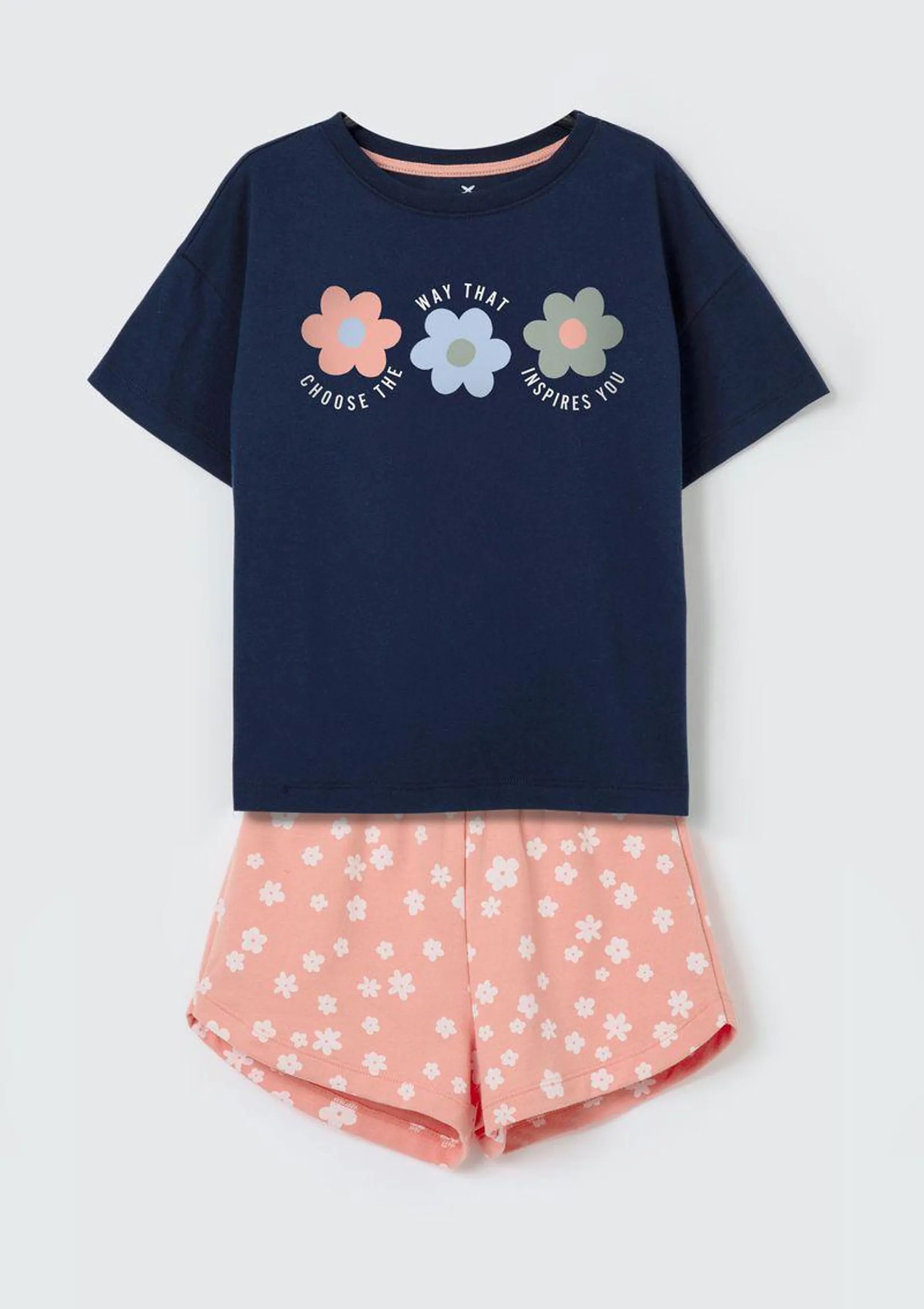 Conjunto Infantil Menina Curto Estampado - Azul