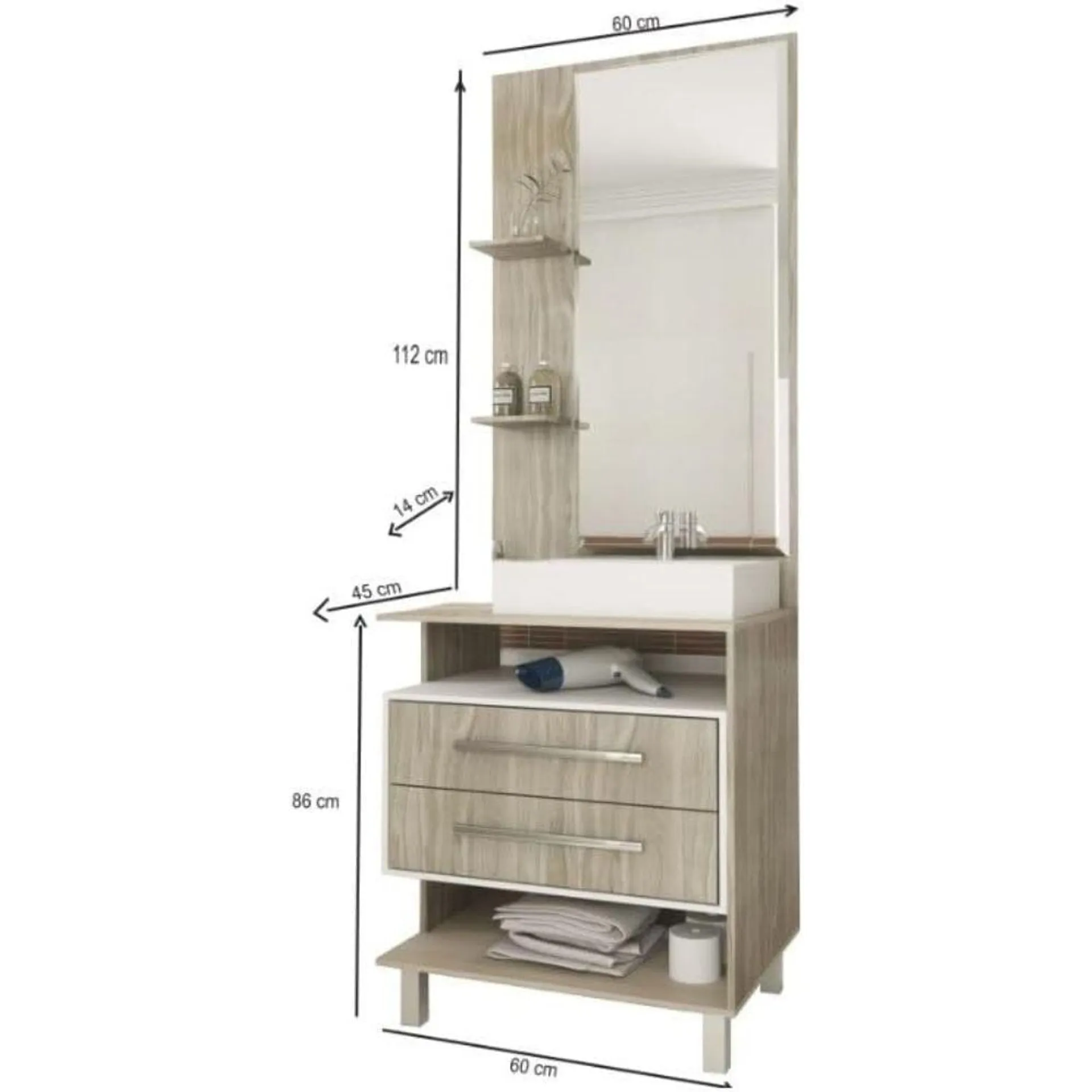 Gabinete de Banheiro Dinamarca 60cm com Cuba Sbianc Sander