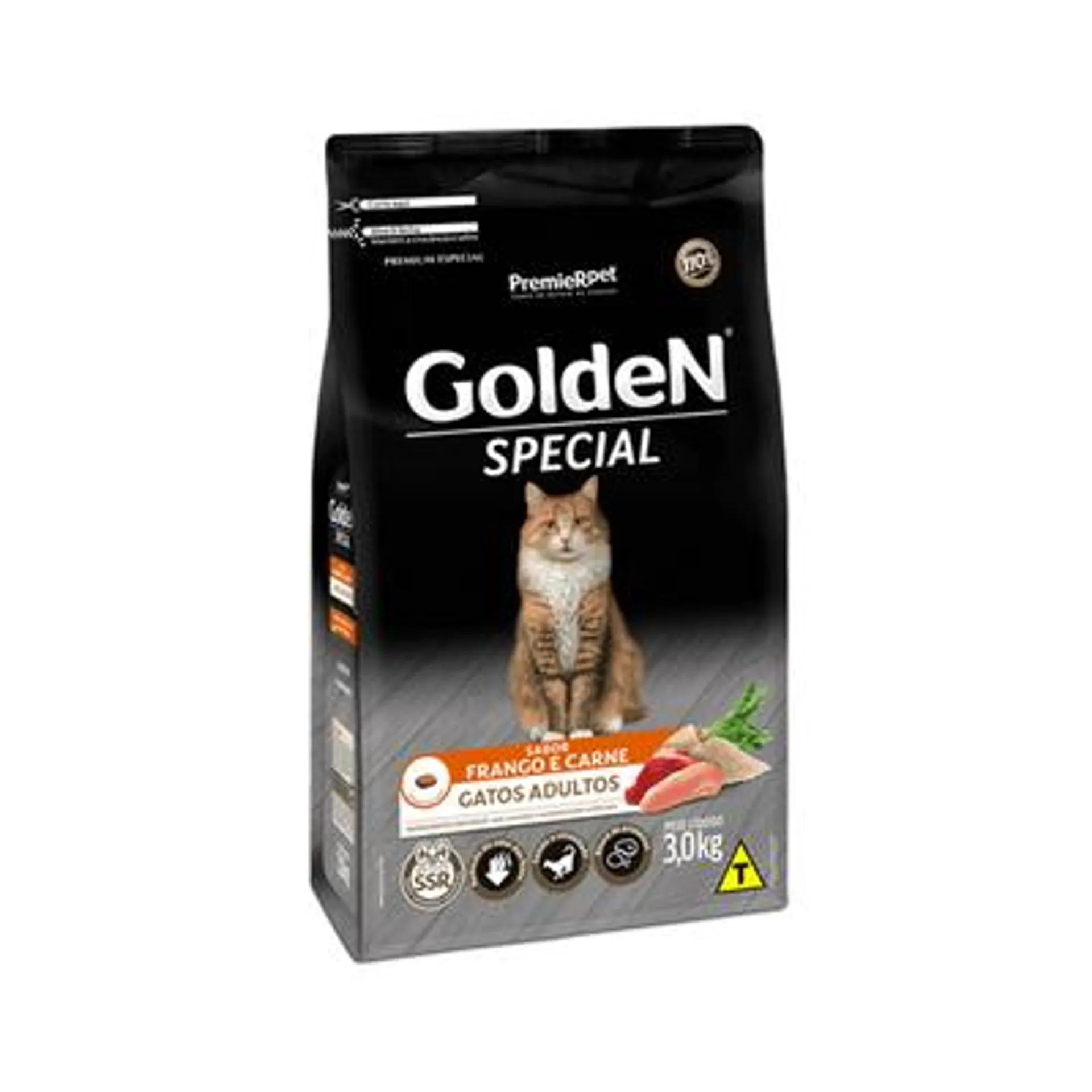 Ração Golden Special Gatos Adultos Frango e Carne 3 kg