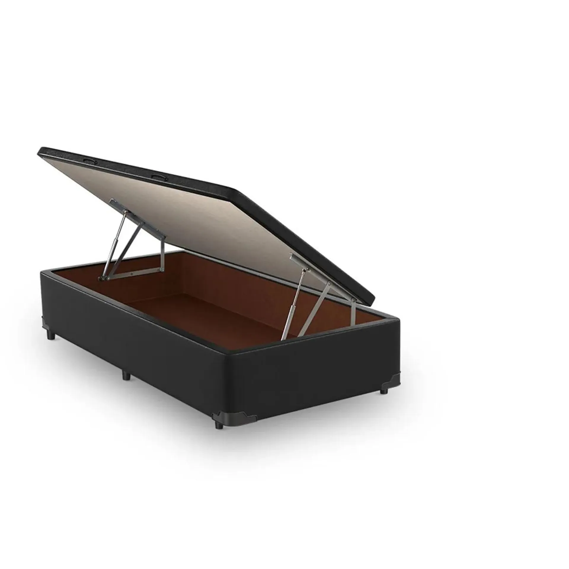 BASE CAMA BOX COM BAÚ KORANO PRETO - ABERTURA LATERAL