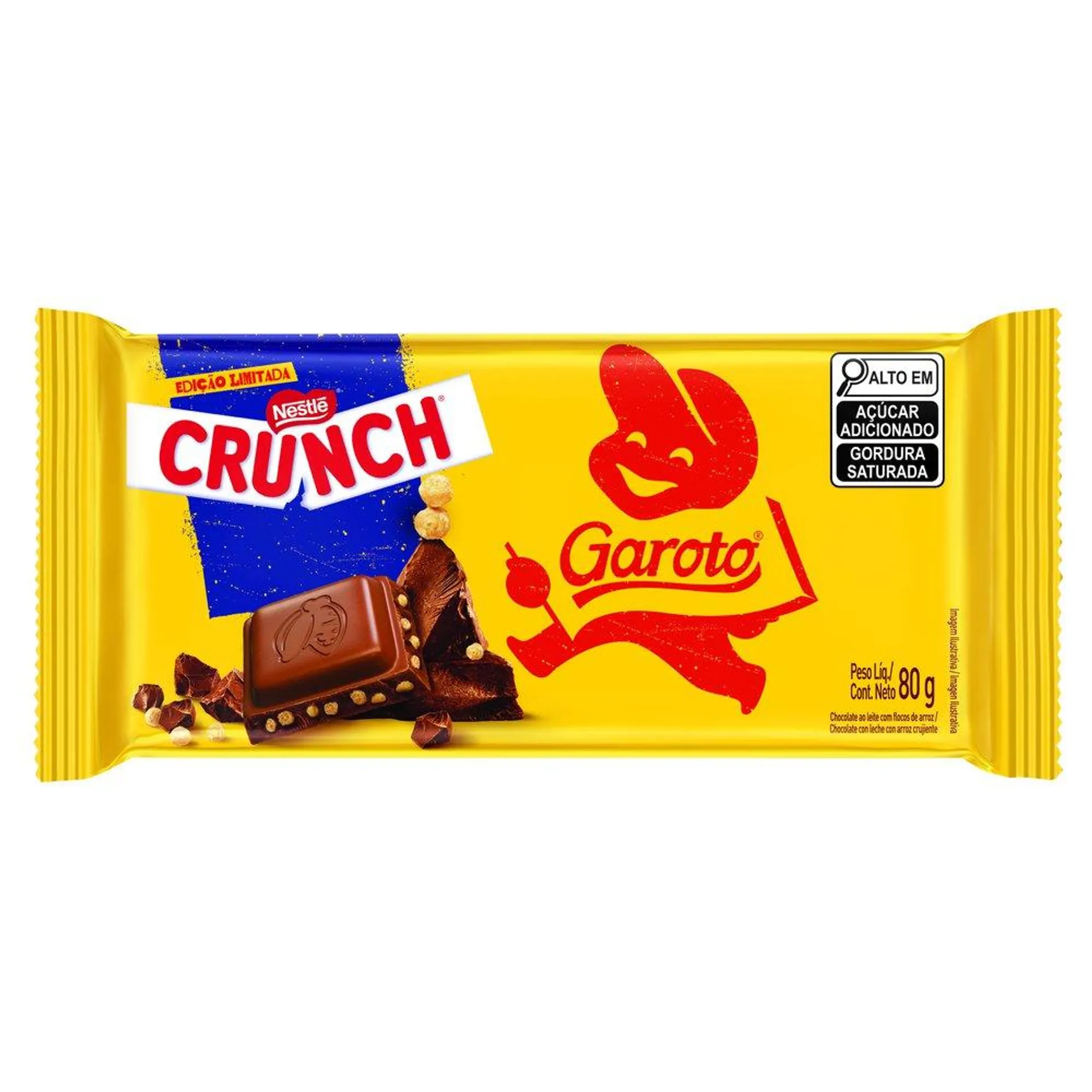 Chocolate em Barra Garoto ao Leite Crunch Pacote 80g