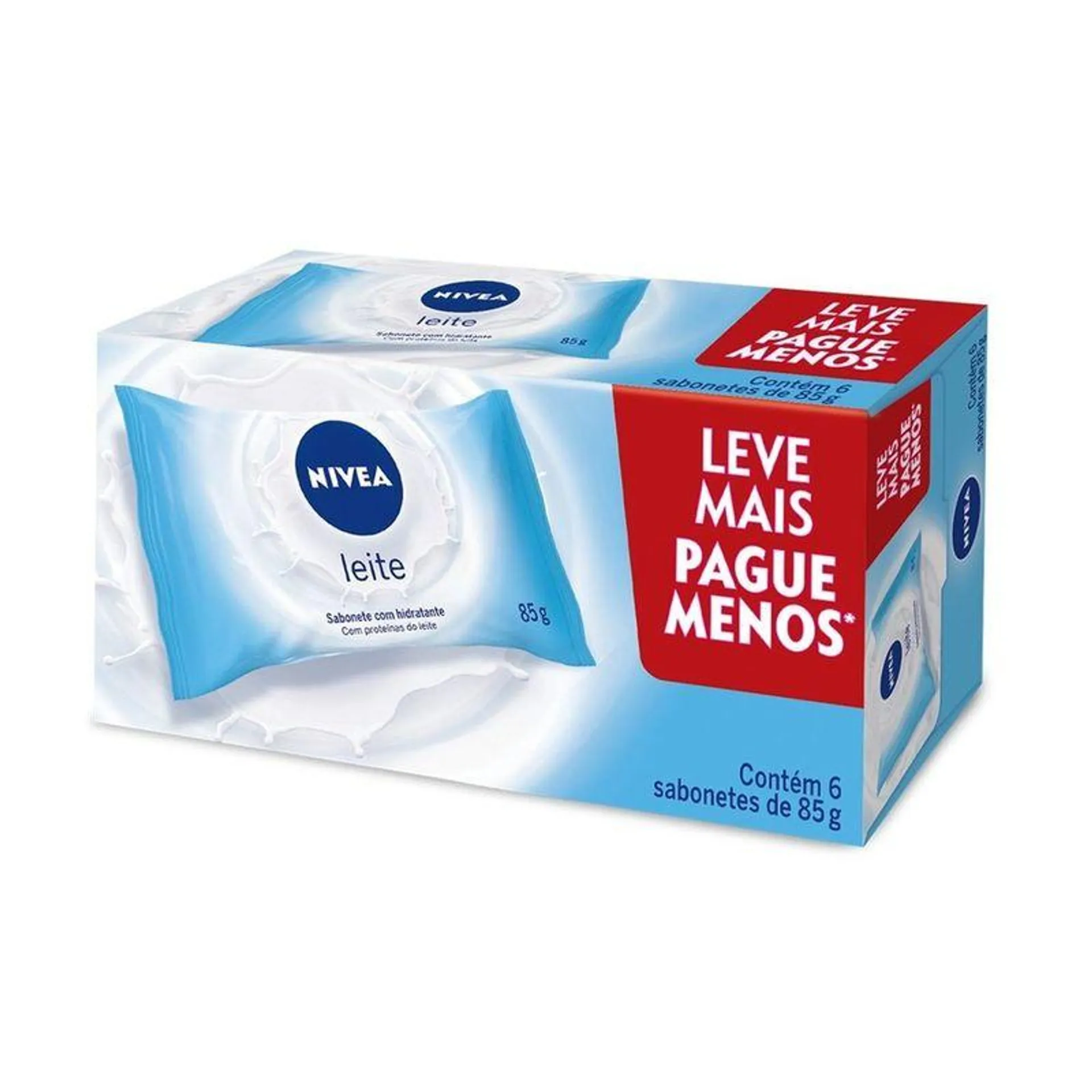 NIVEA Sabonete em Barra Hidratante Leite Promo 6 uni 85g