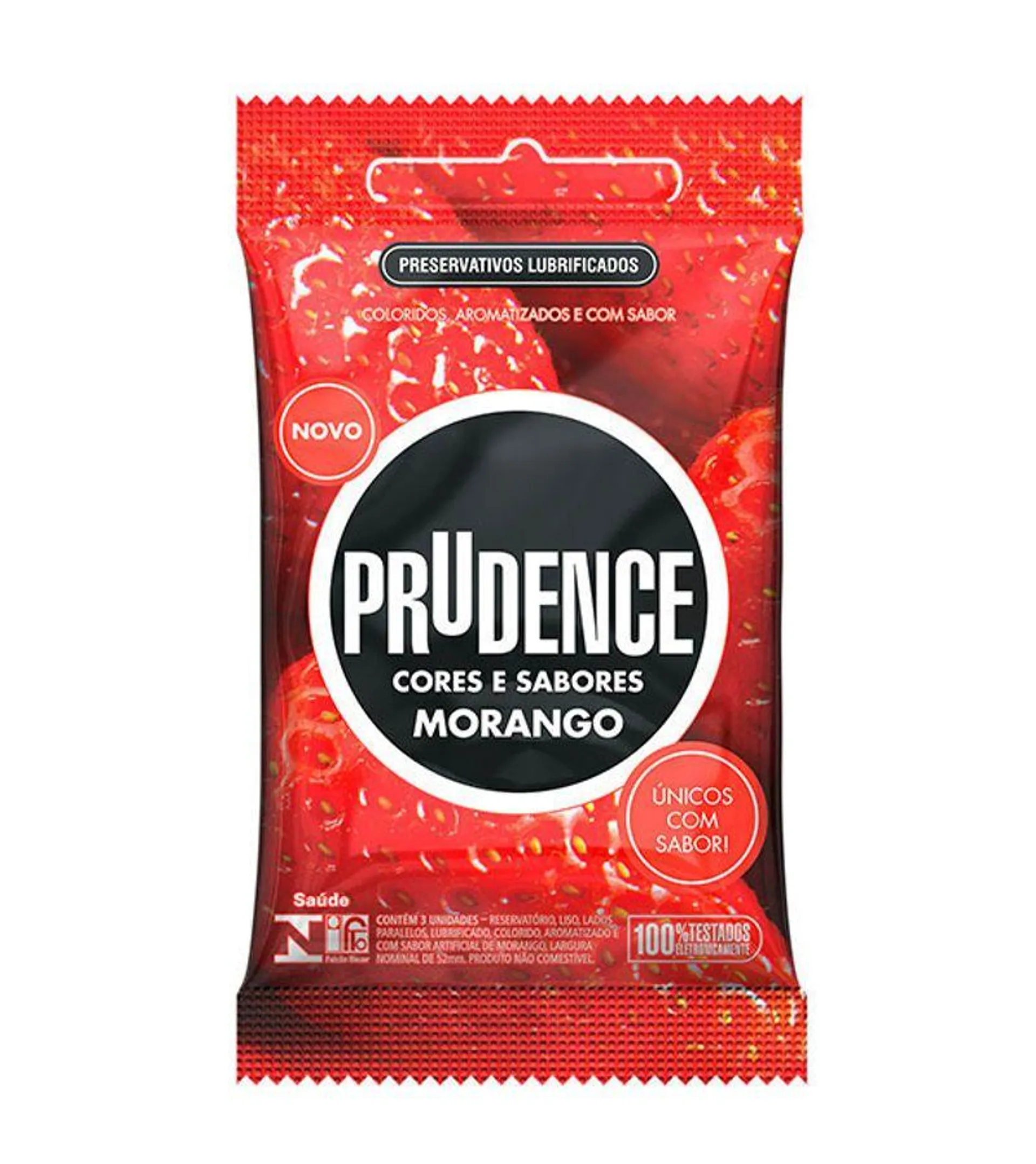 Preservativo Prudence Cores E Sabores Morango Com 3 Unidades