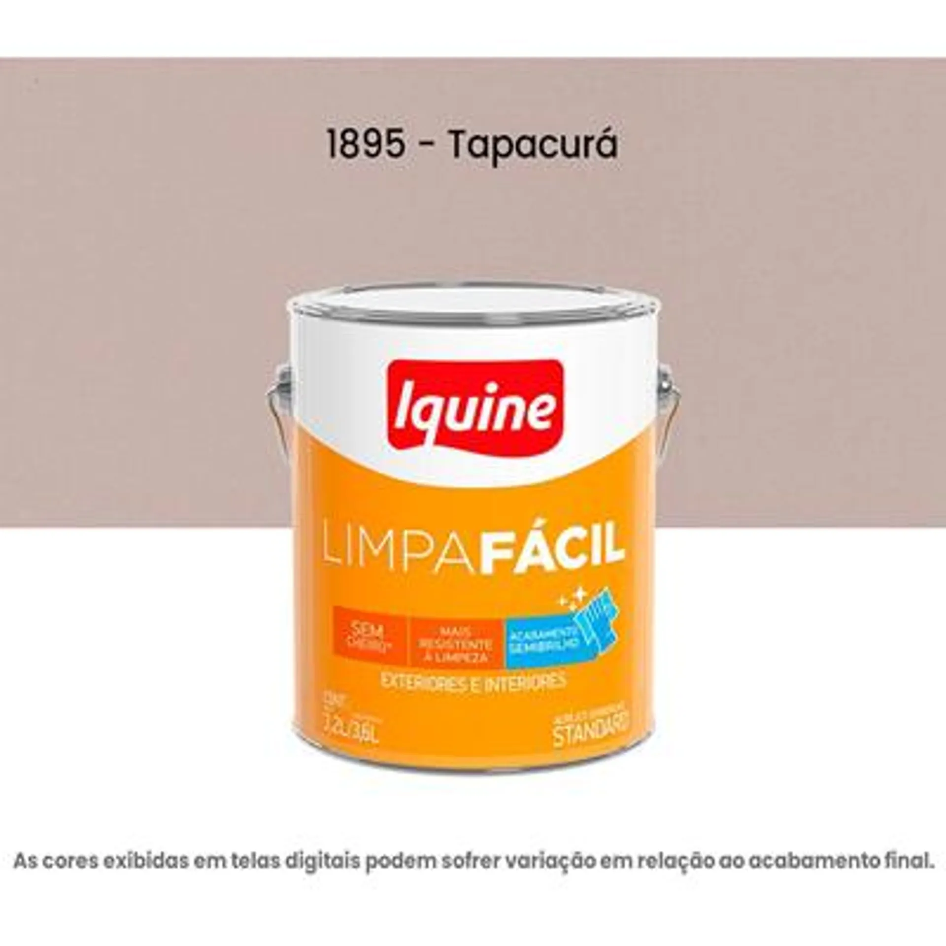 Tinta Acrilica Iquine Standard Semibrilho 3,2L Limpa Fácil 1895 Tapacurá (MP)