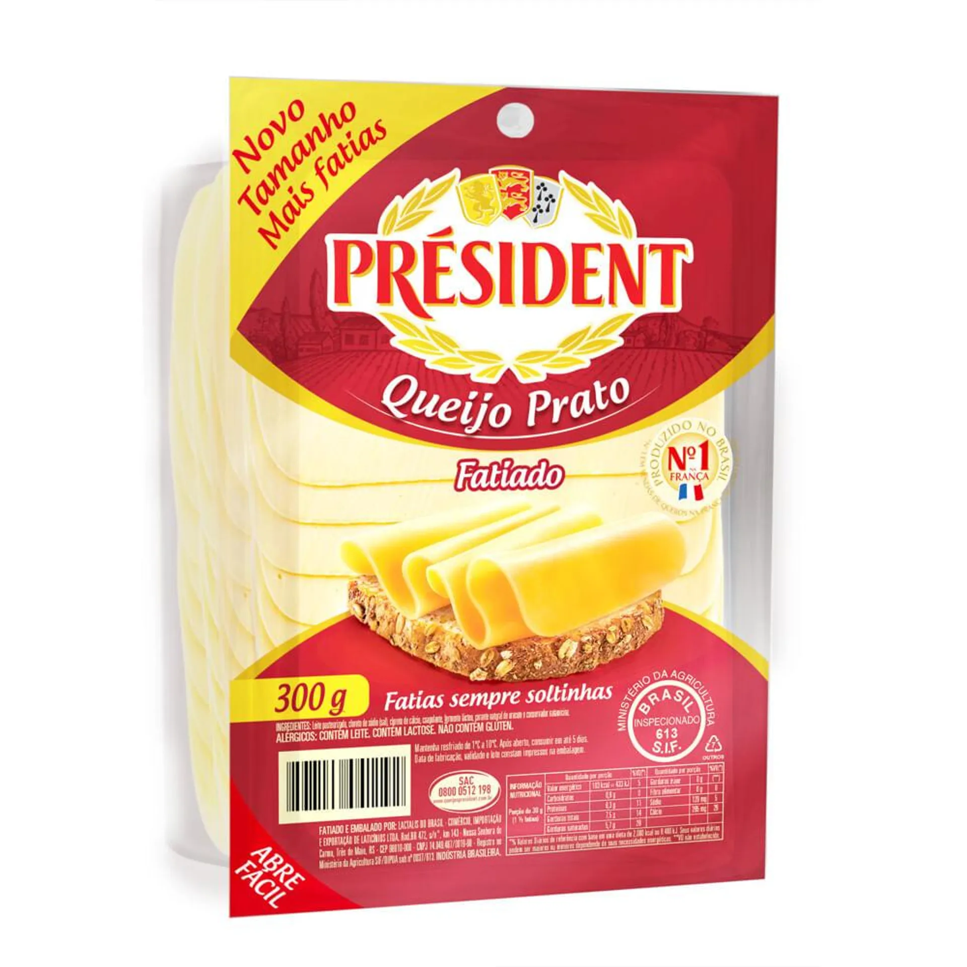 Queijo Prato President Fatiado 300g