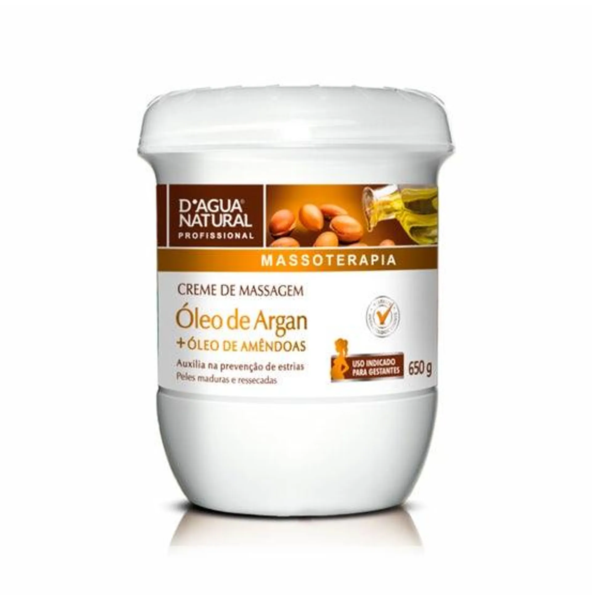 Creme Para Massagem D'agua Natural Óleo De Argan 650g