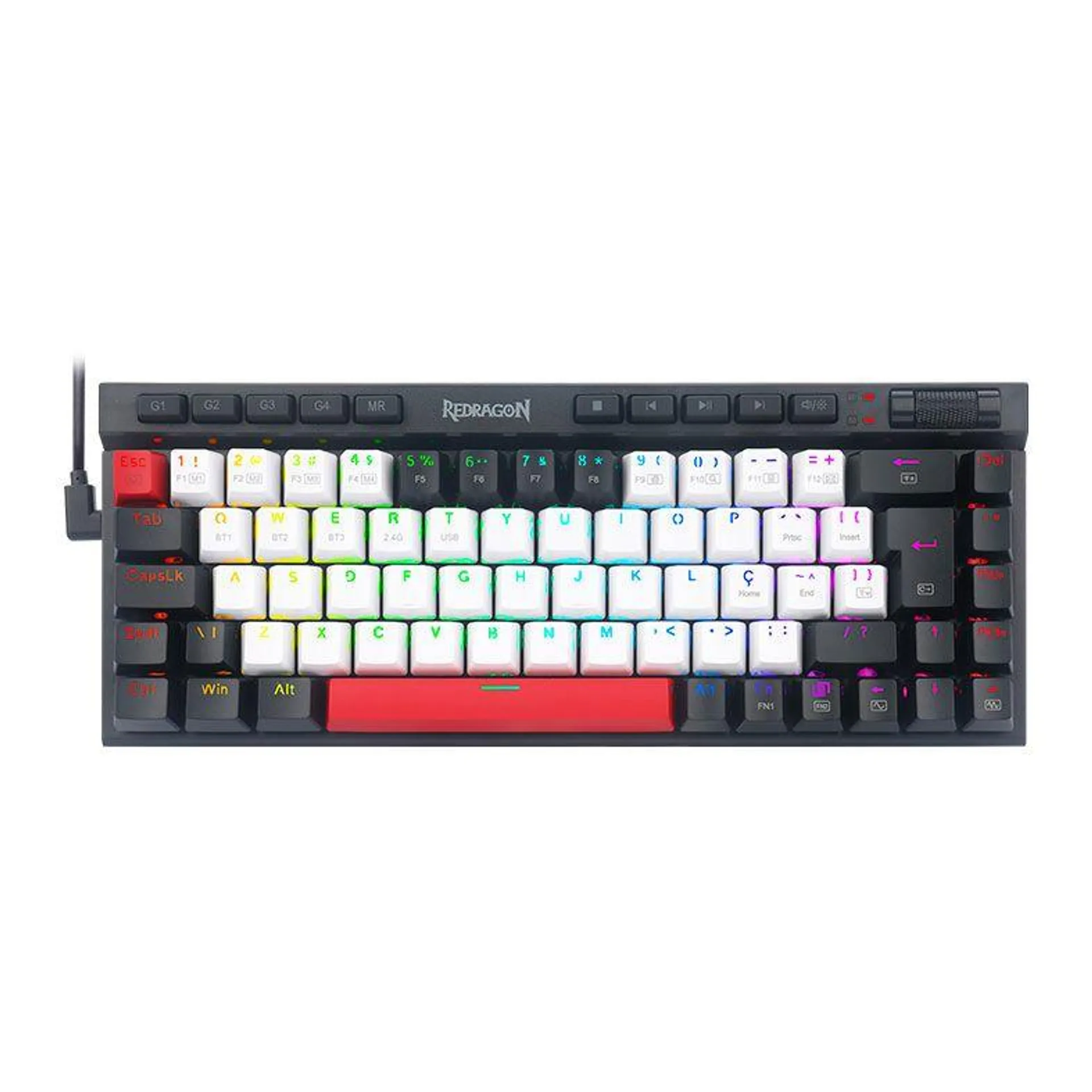 Teclado Mecanico Gamer Redragon Magic Wand Mini Pro, RGB, USB, Switch Marrom, K635WBR-RGB-PRO-PT-BROWN