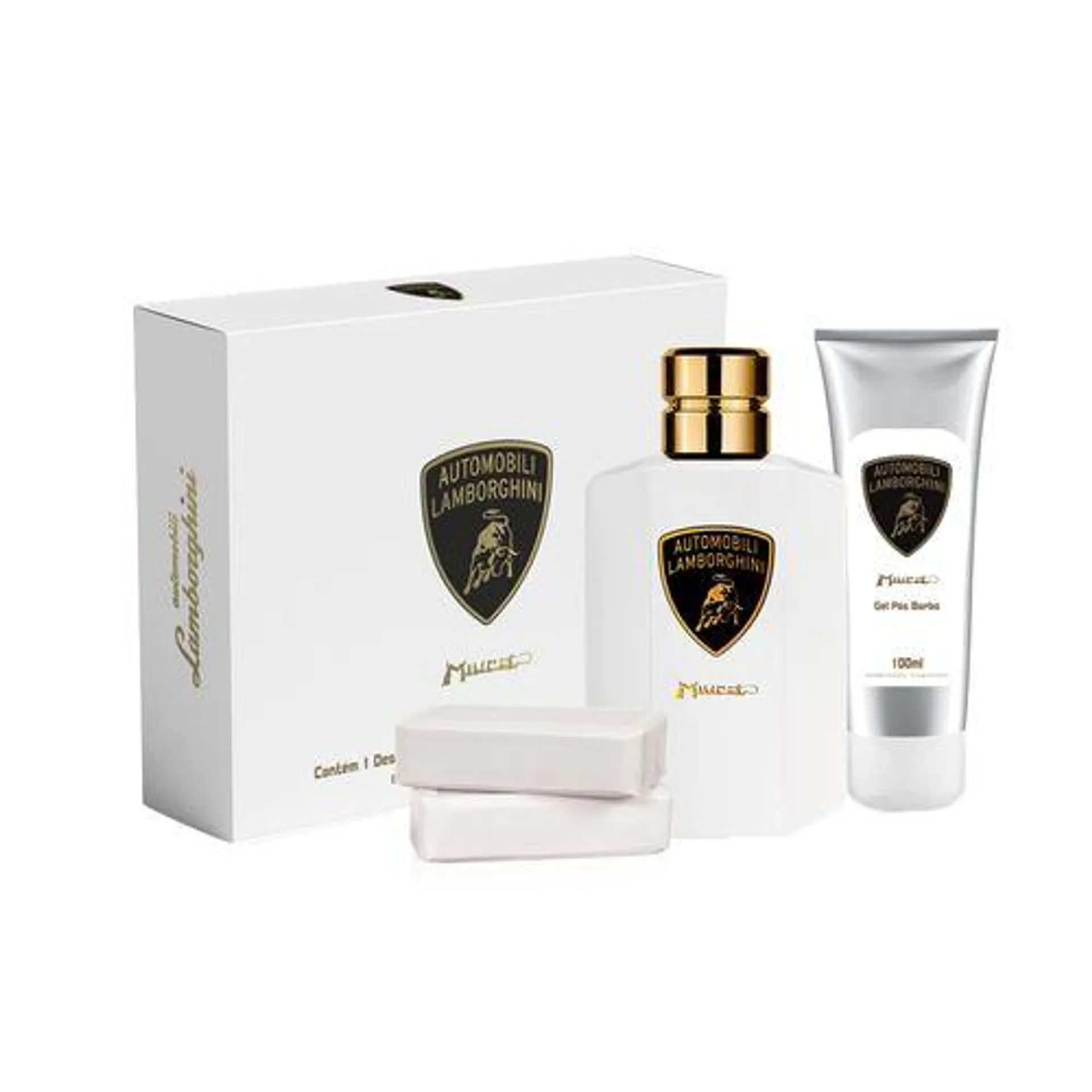 Kit Lamborghini Miura (Deo Colônia 100ml + Pós Barba 100ml + 2 Sabonetes 100g)