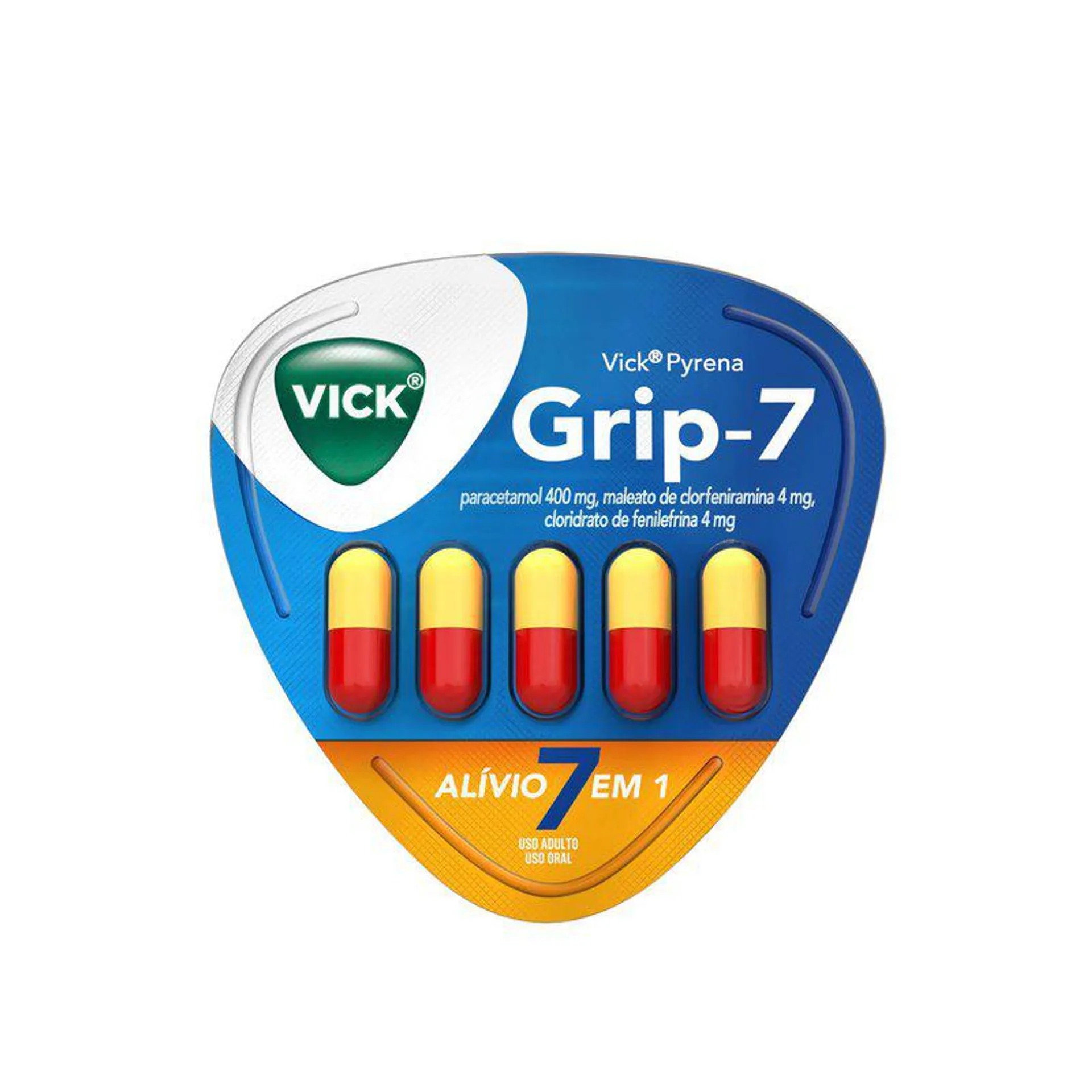 Vick Pyrena Grip-7 Combate Sintomas De Gripes E Resfriados 5 Cápsulas
