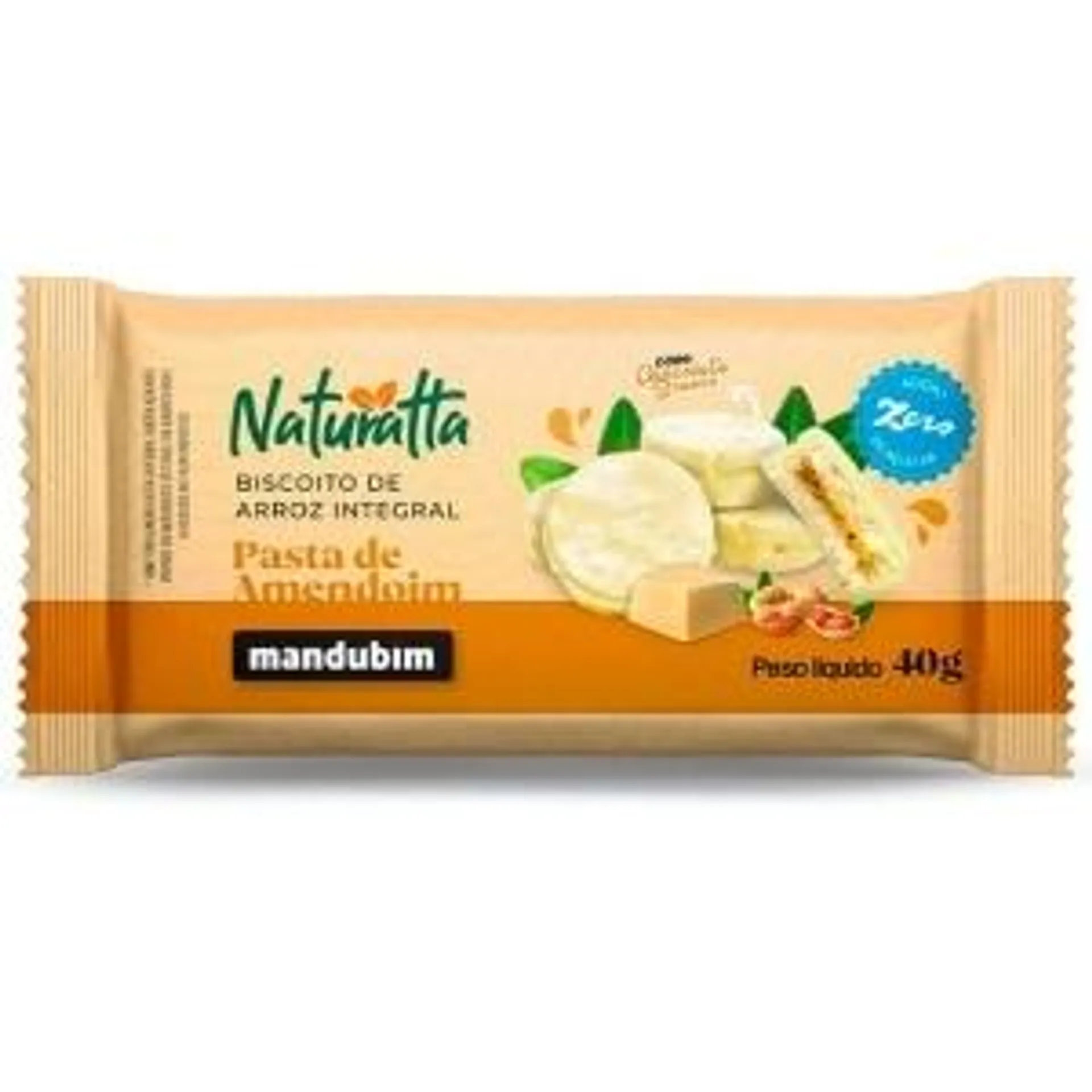 Biscoito de Arroz Naturatta Integral Pasta de Amendoim 40g