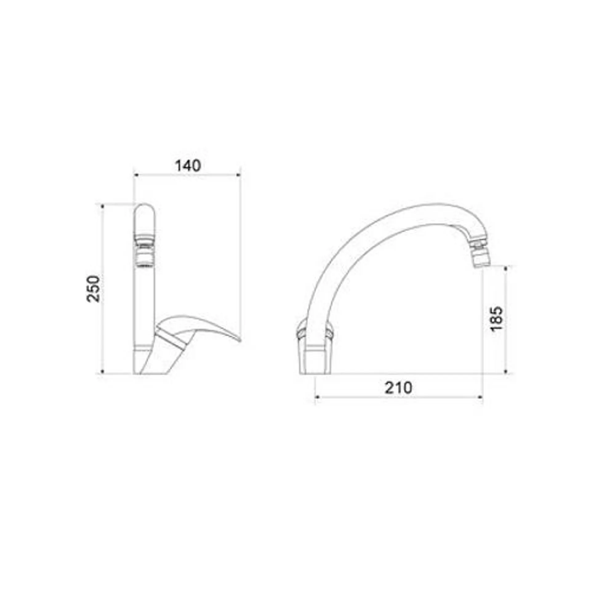 Misturador Monocomando para Cozinha de Balcao 7001 C55 AA Global Meber