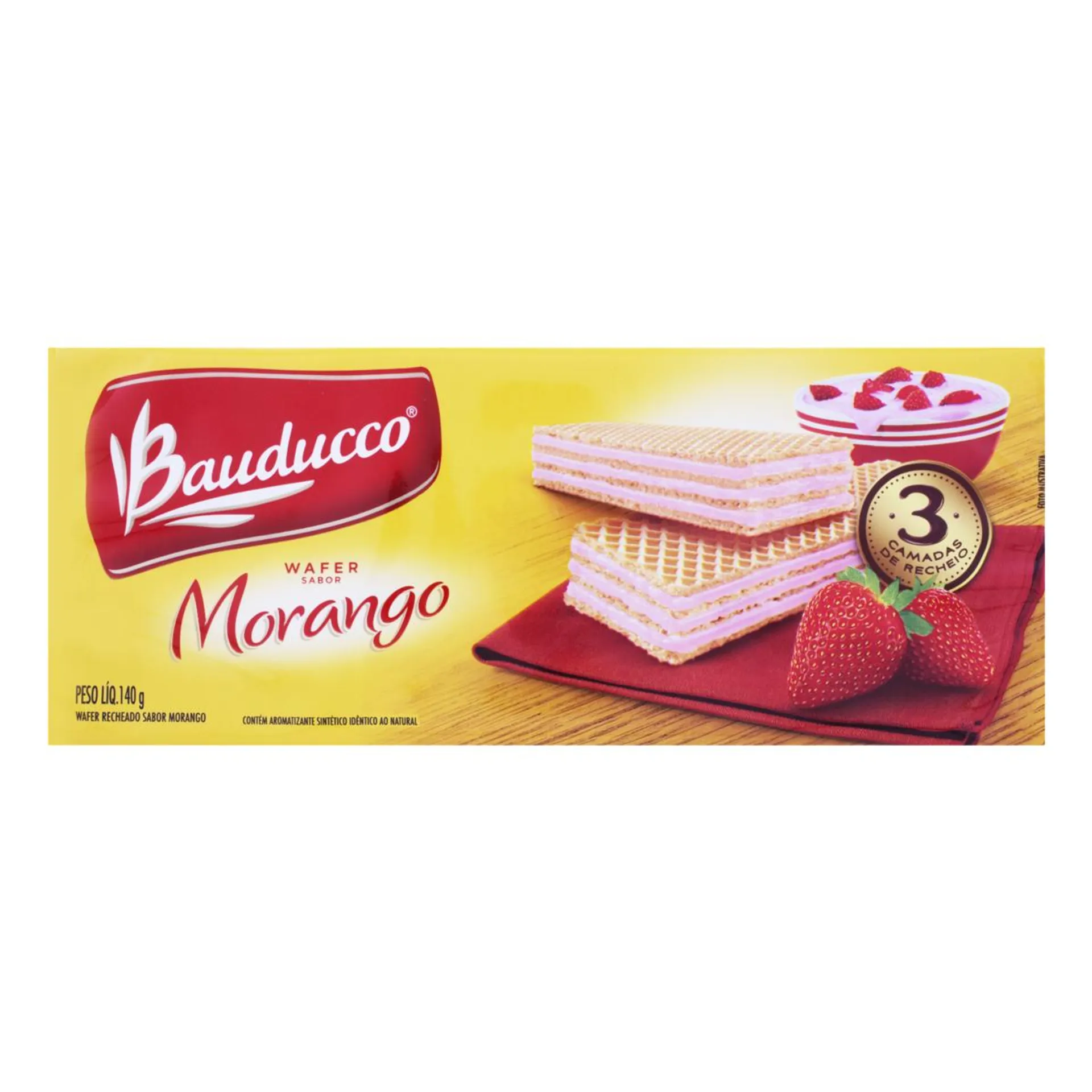 Biscoito BAUDUCCO Wafer de Morango Pacote 140g