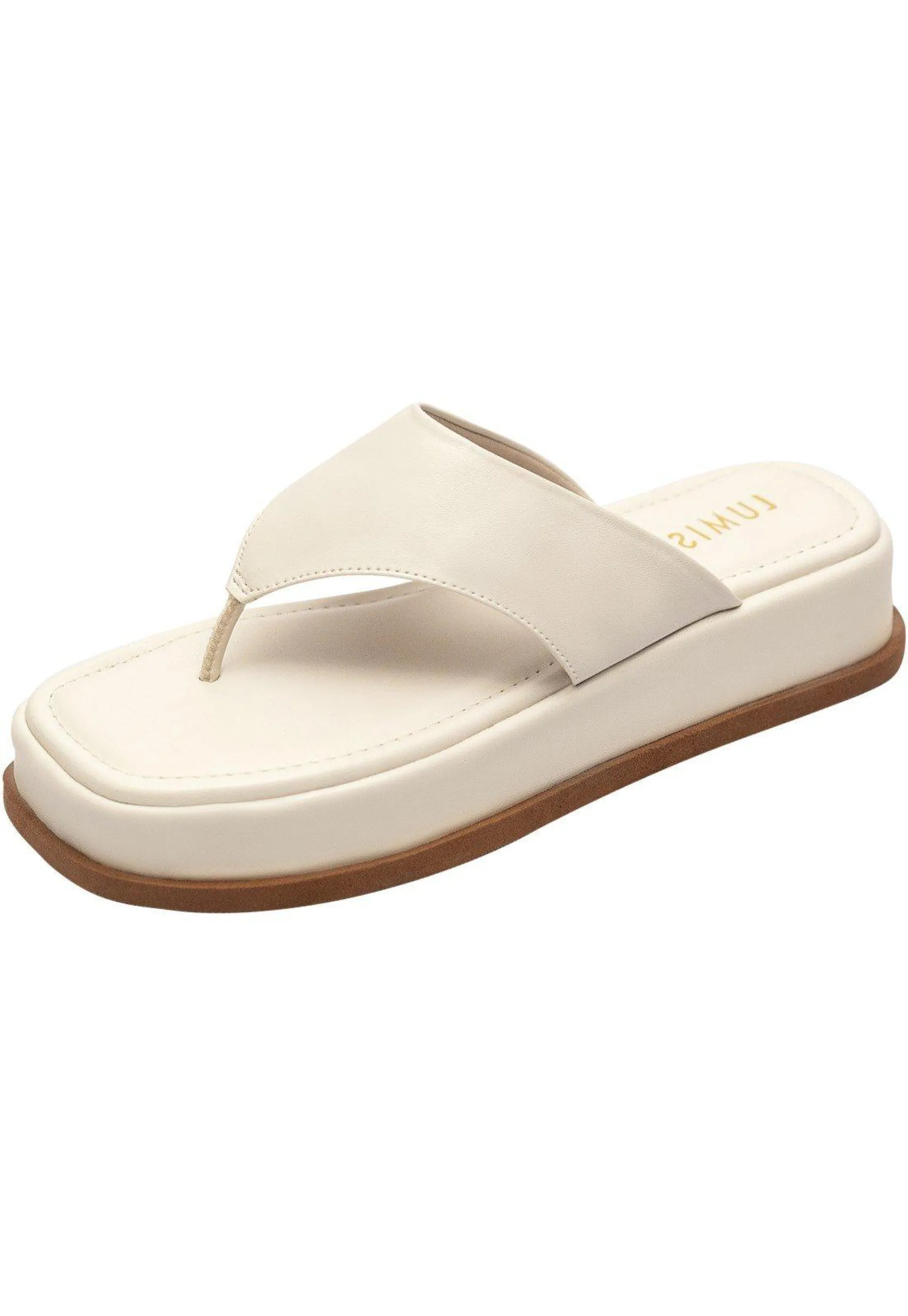 Chinelo Papete Flatform Lumiss Sandália Tamanco De Dedo Confortável Off White