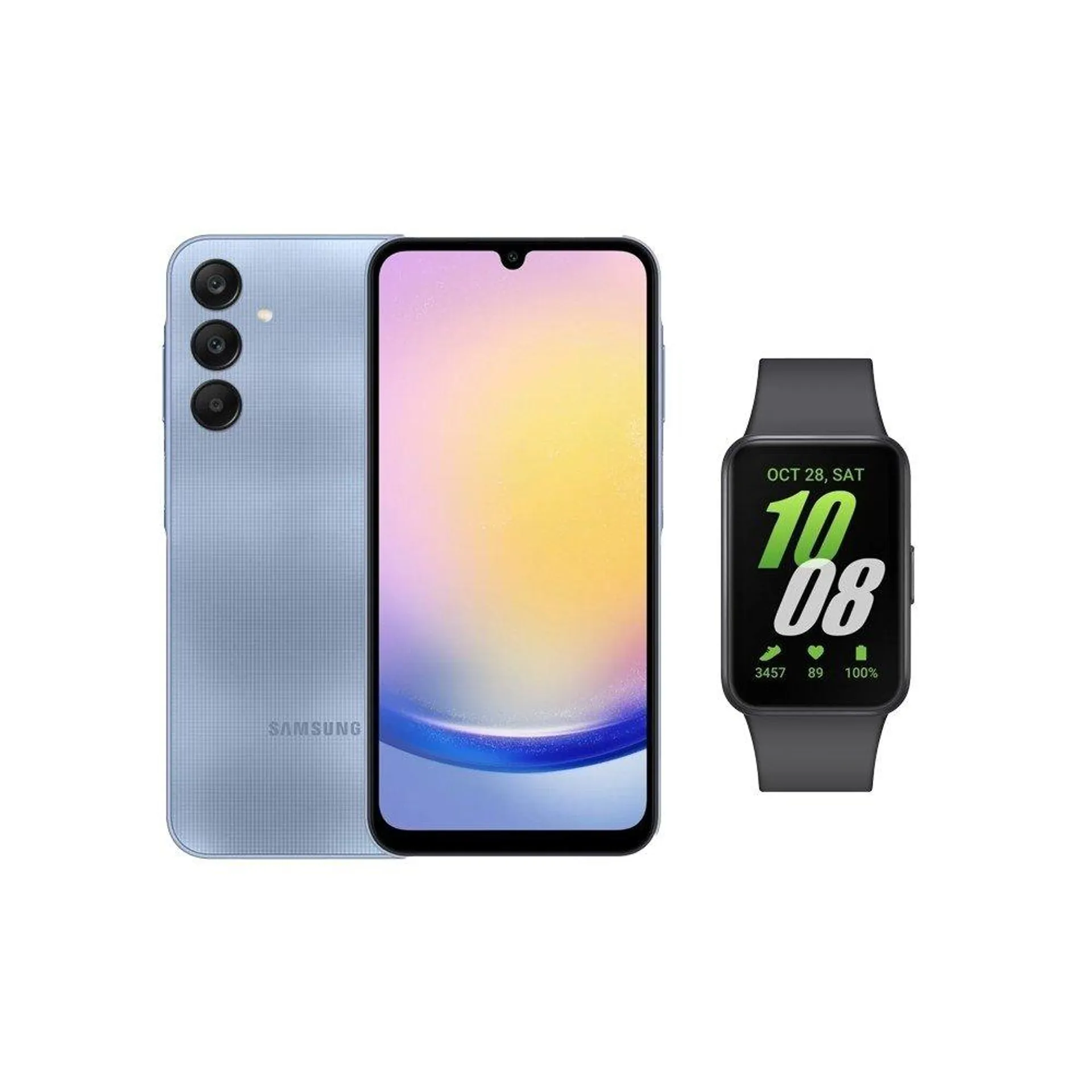 Smartphone Samsung Galaxy A25 5G Tela 6.5" 256GB Câmera 50MP+8MP+2MP Azul + Smartwatch Samsung Galaxy Fit3 Grafite