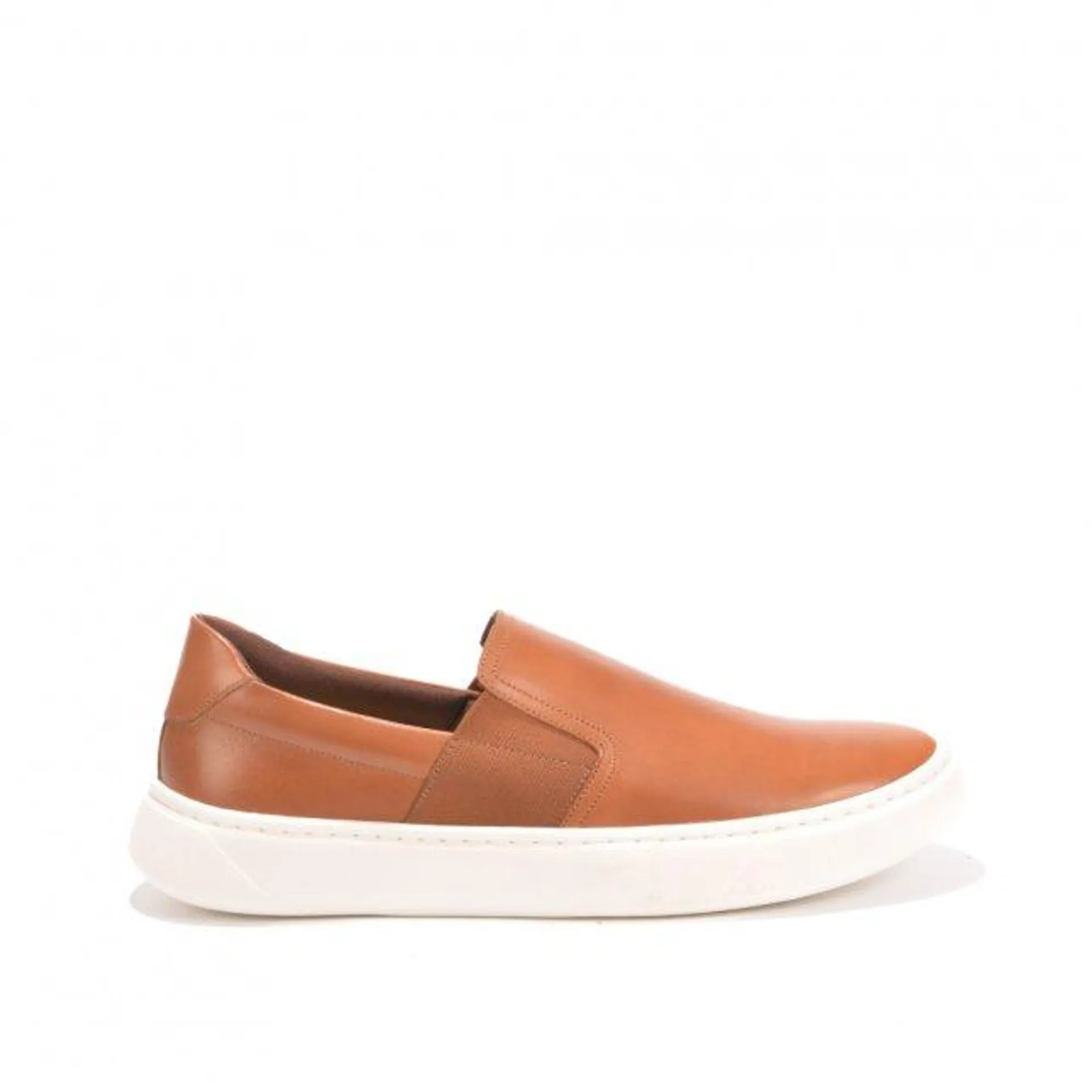 Tênis Slip On Caramelo Couro