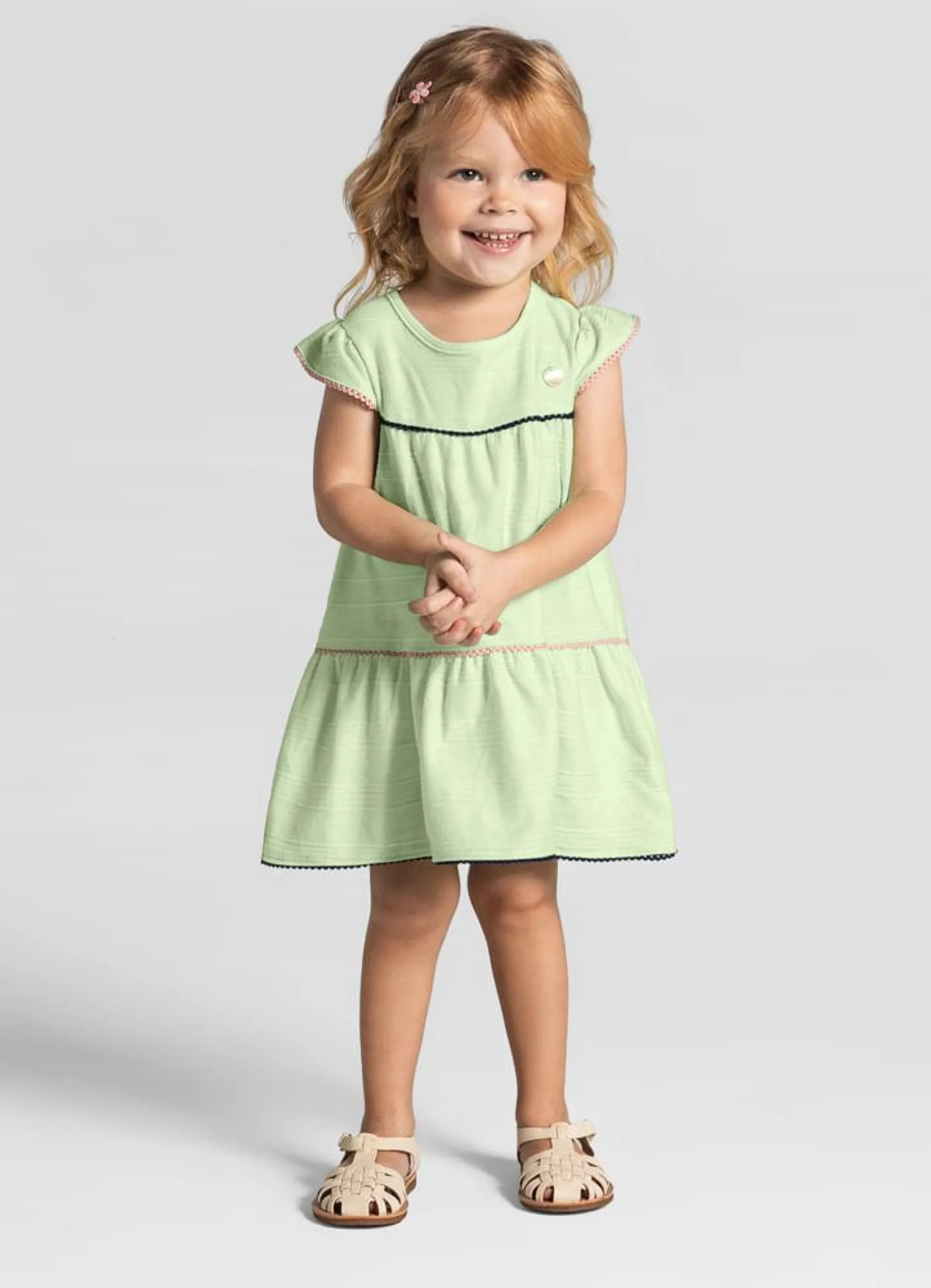 Vestido infantil em malha stripe Mundi