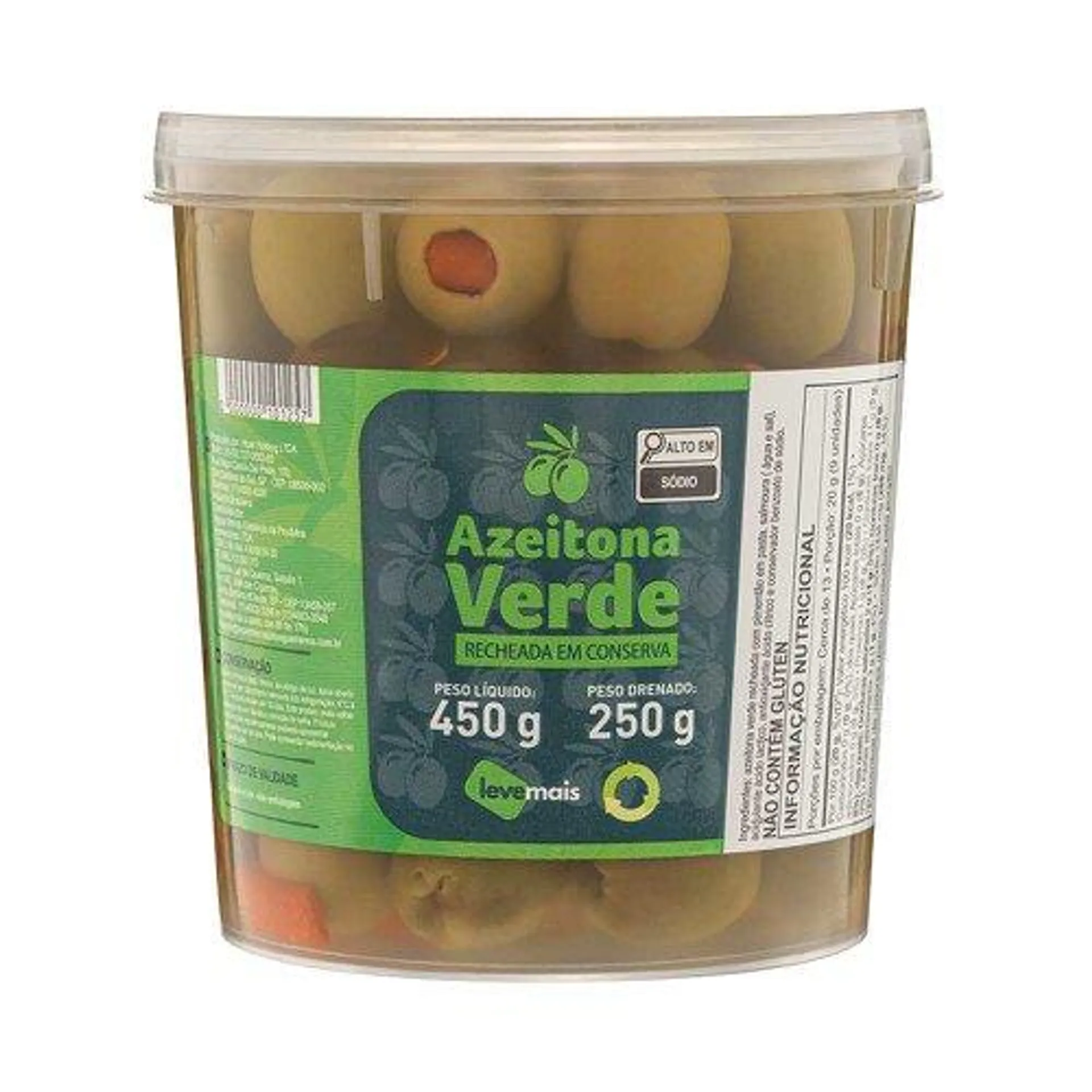 Azeitona Verde Leve Mais Recheada 250g