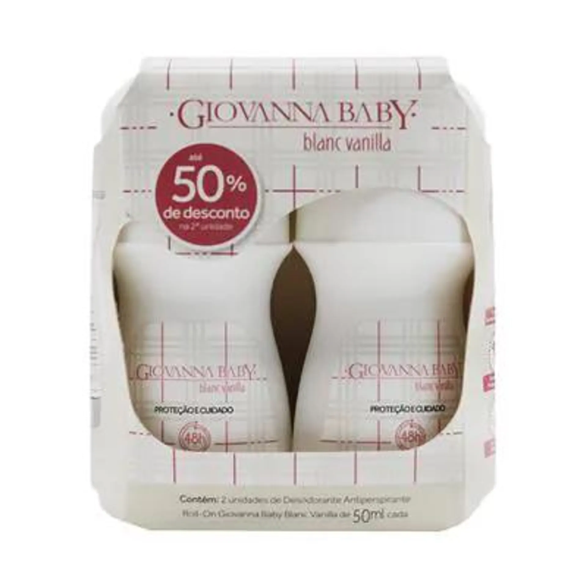 Kit Desodorante Giovanna Baby Roll On Blanc Vanilla 50% desc na 2ªunidade