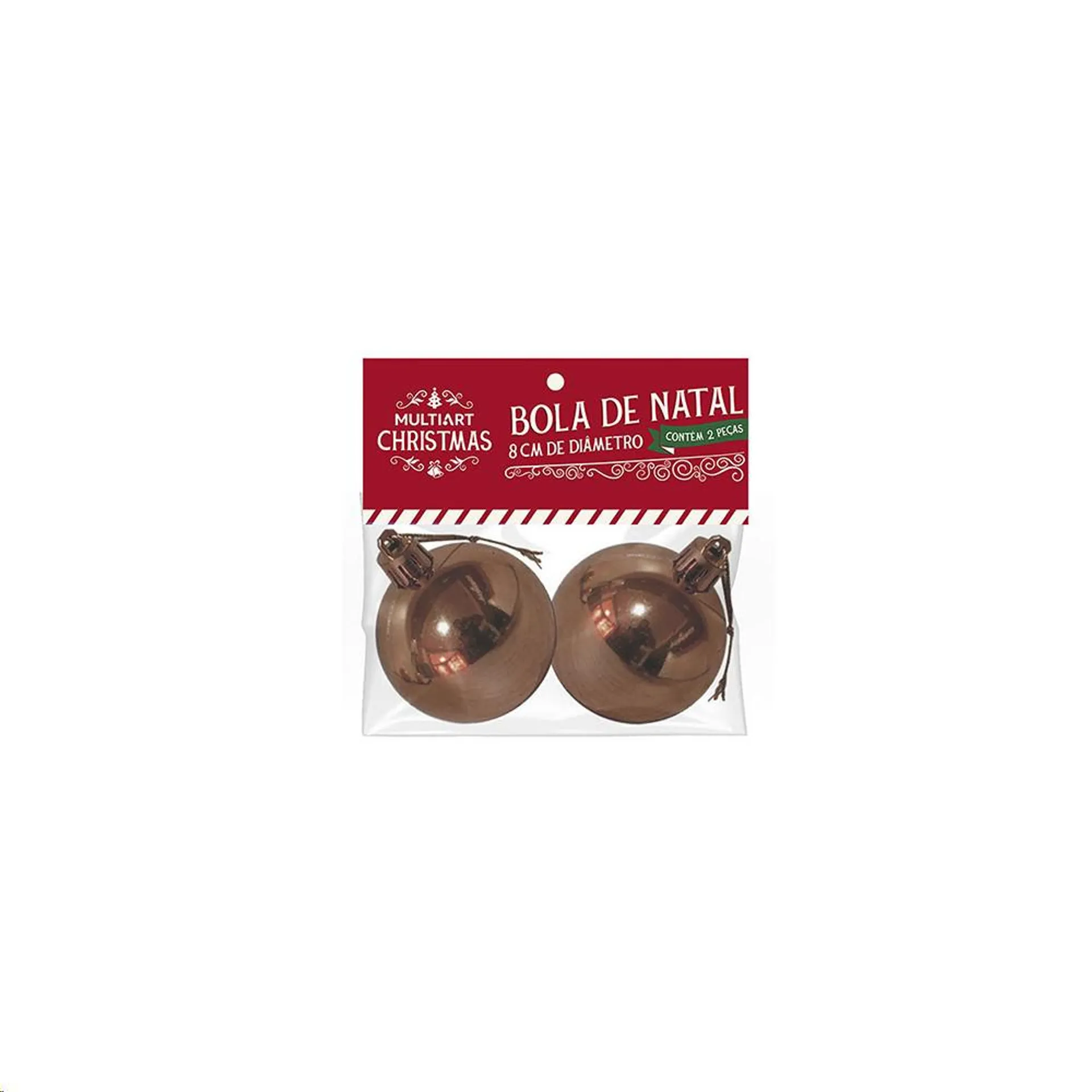 Kit Bola de Natal 8cm 02 Peças Rosê NBOL82R - Nascente