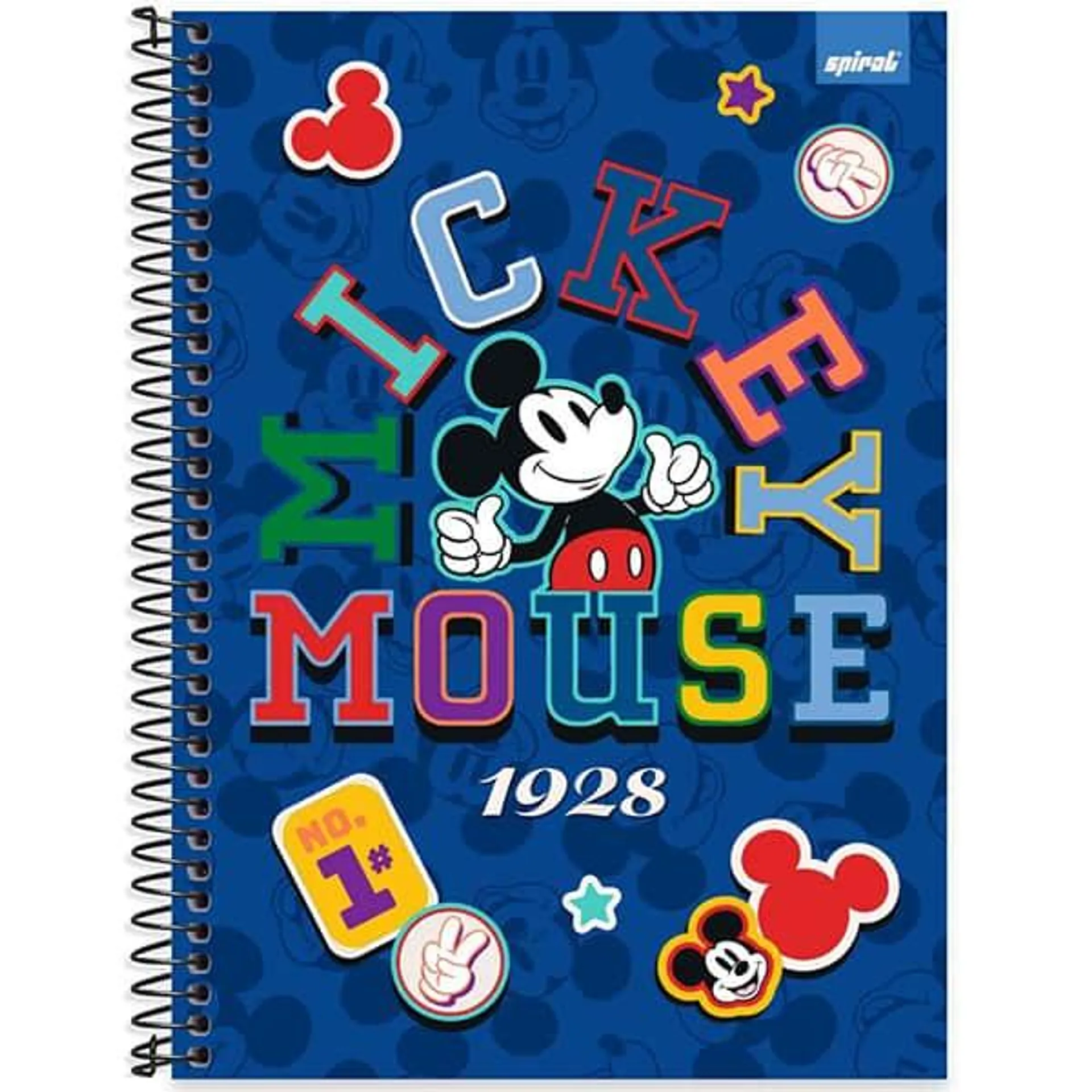 Caderno Universitário Capa Dura 1x1 80 Folhas Mickey Disney Clássico Spiral - PT 1 UN