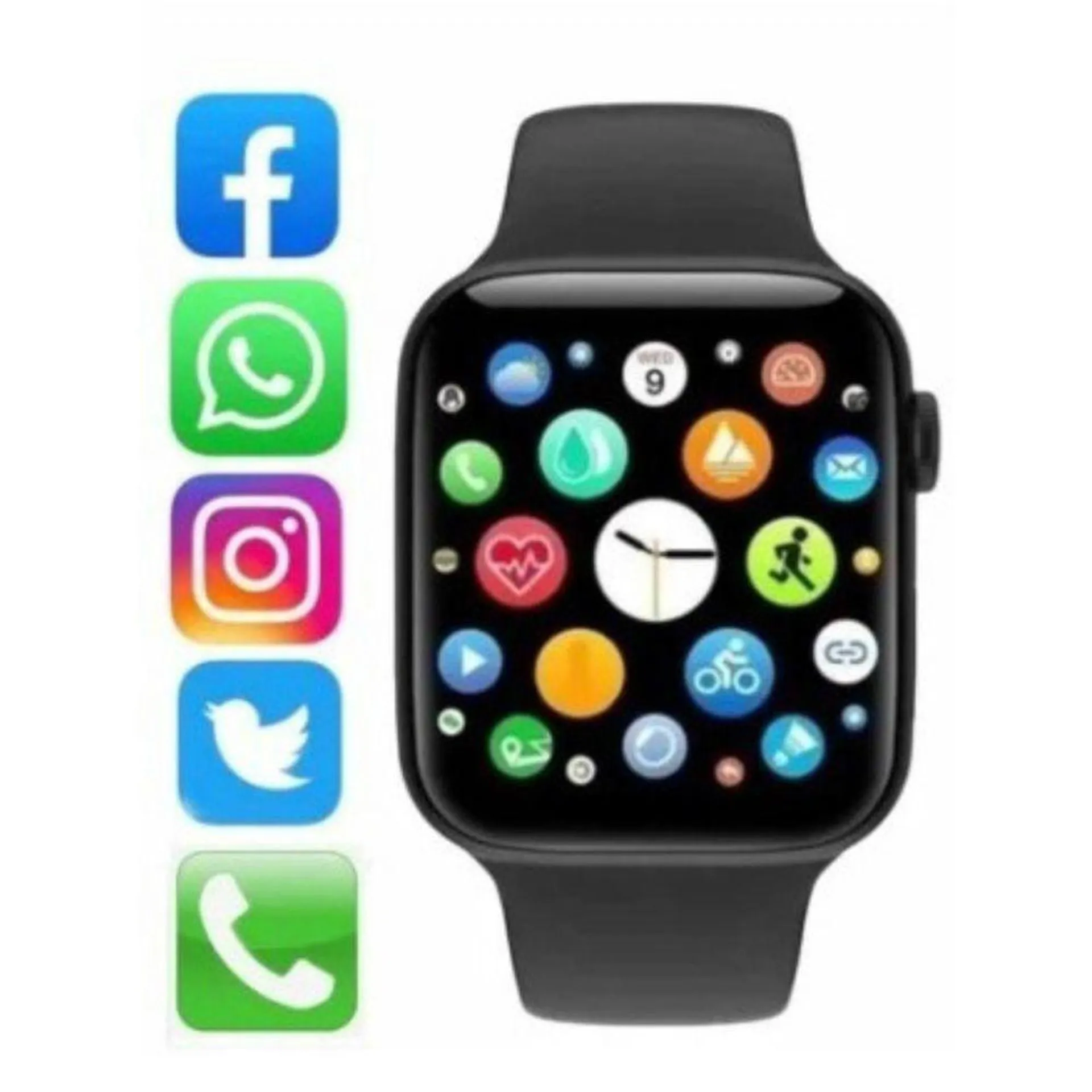 Relógio smartwatch F35 watch 6 faz recebe ligação Masculino Feminino Esporte Academia Fitness cor preto