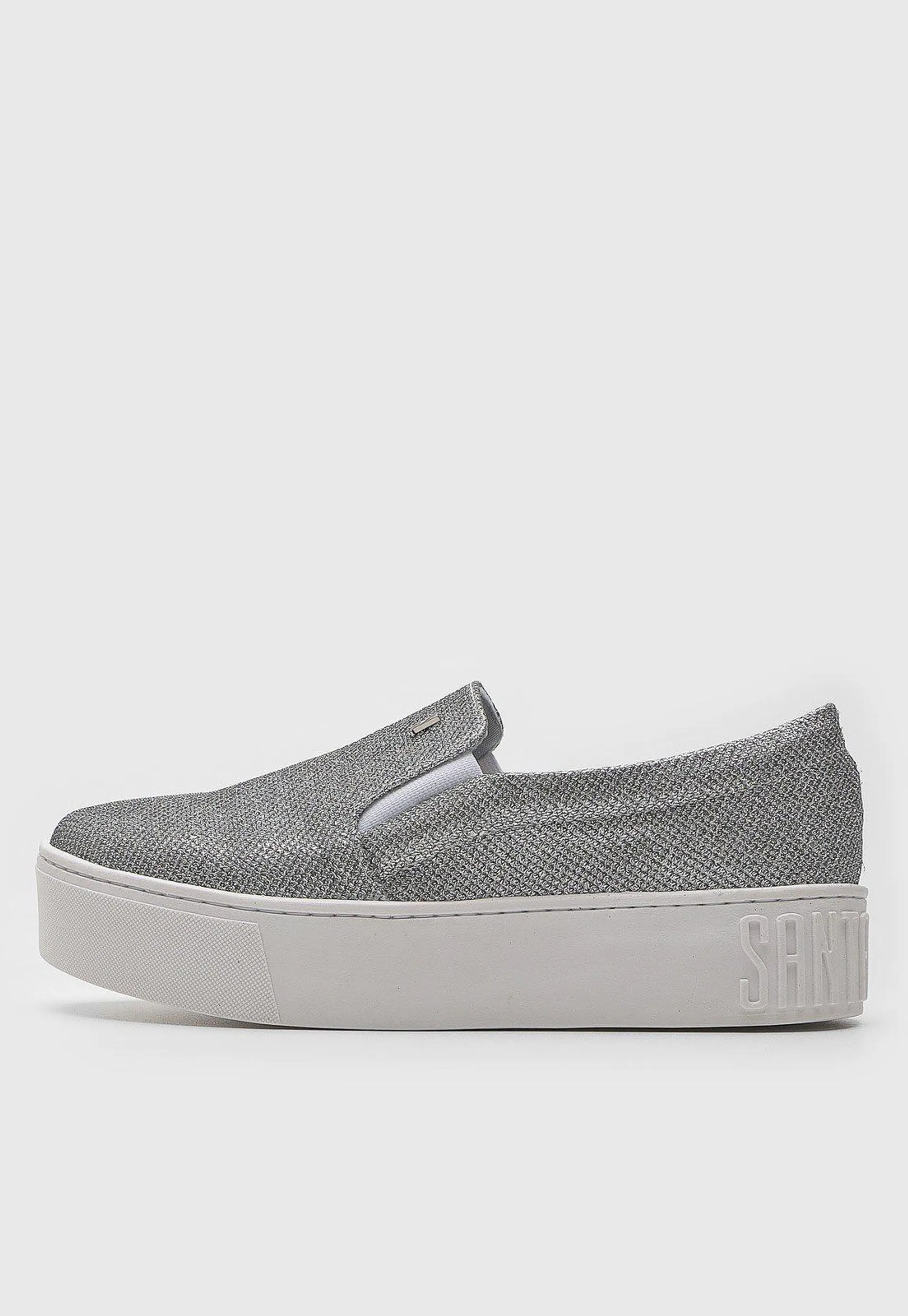 Tênis Slip On Santa Lolla Plataforma Prata