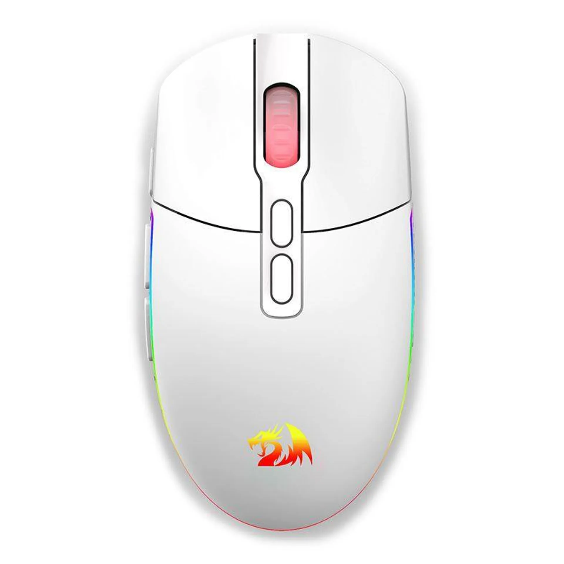 Mouse Gamer Redragon Invader Pro, RGB, 10000DPI, 8 Botoes, Wireless, Branco, M719W-RGB-PRO