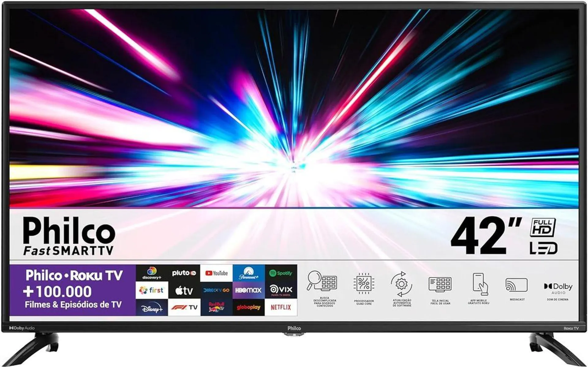 Smart Tv Led 42 Polegadas Philco PTV42G6FR2CPF Roku Full HD