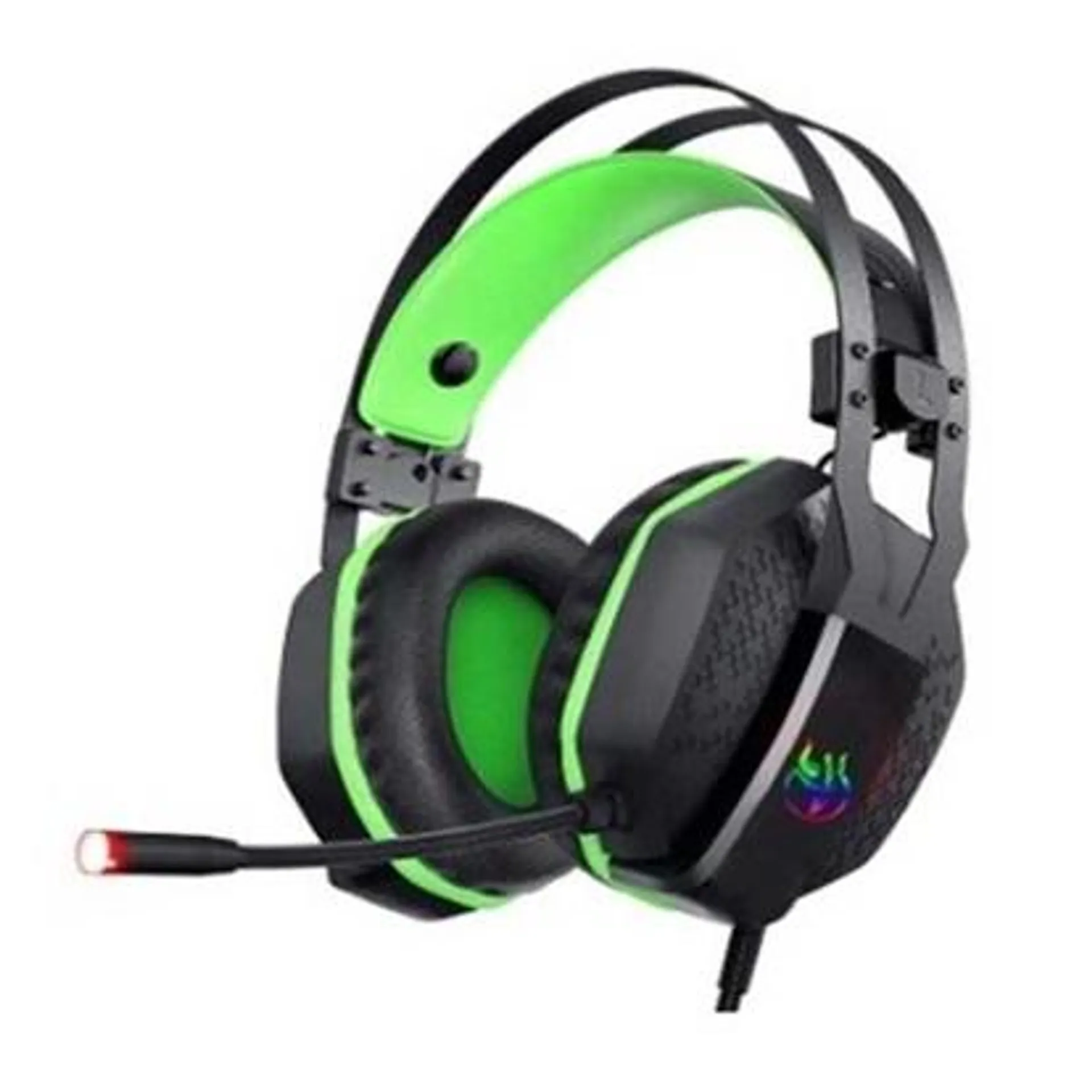 Headset Gamer Aros 7.1 USB Preto e Verde KE-HS200 1 UN Kross Elegance