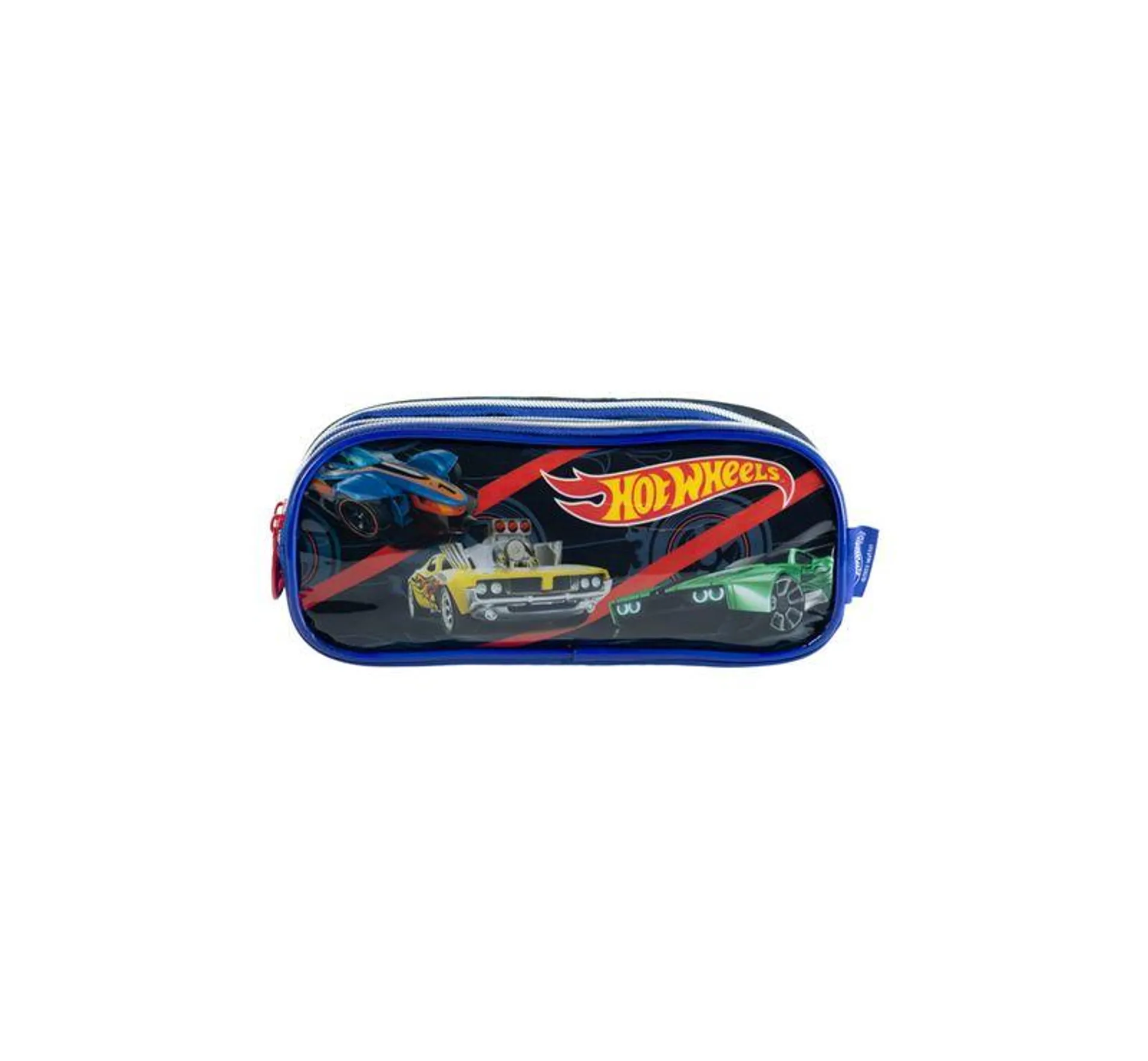 Estojo Escolar Infantil com 3 Compartimentos Masculino Hot Wheels Premium Preto