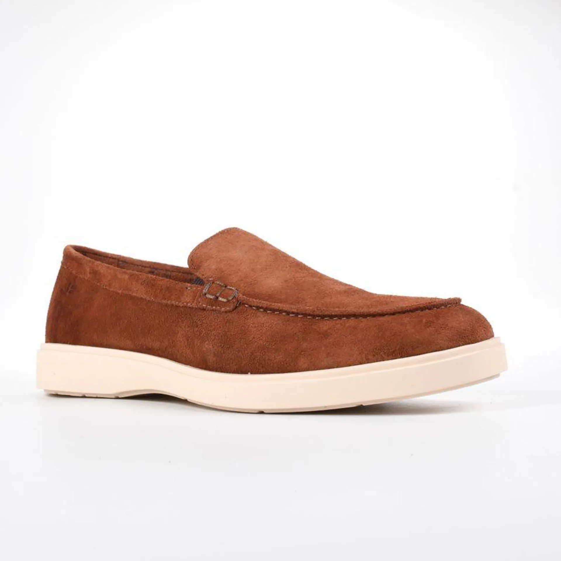 Tênis Slip On Masculino Caramelo Couro Camurção