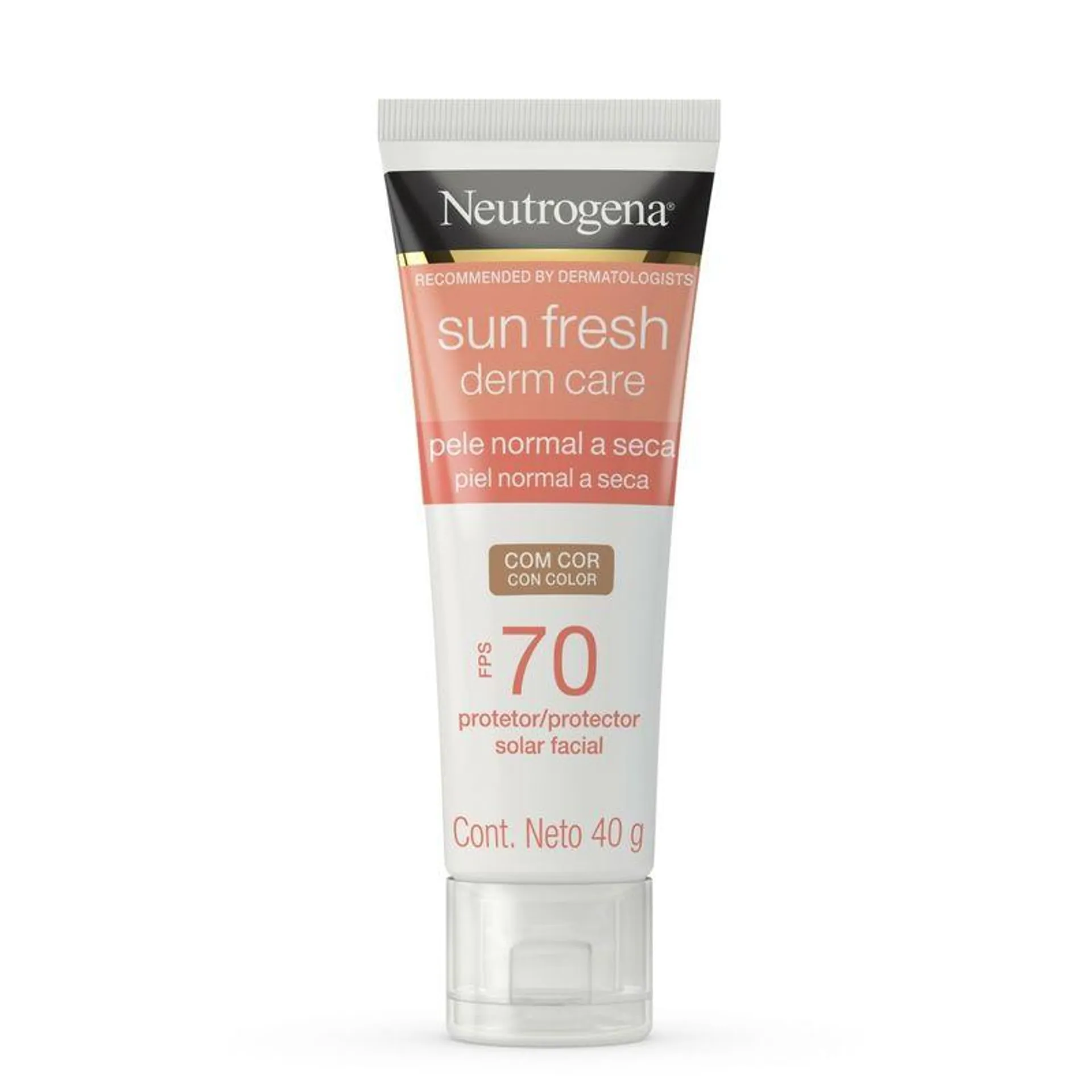 Protetor Solar Neutrogena Sun Fresh Derm Care FPS70 Pele Seca Com Cor 40g